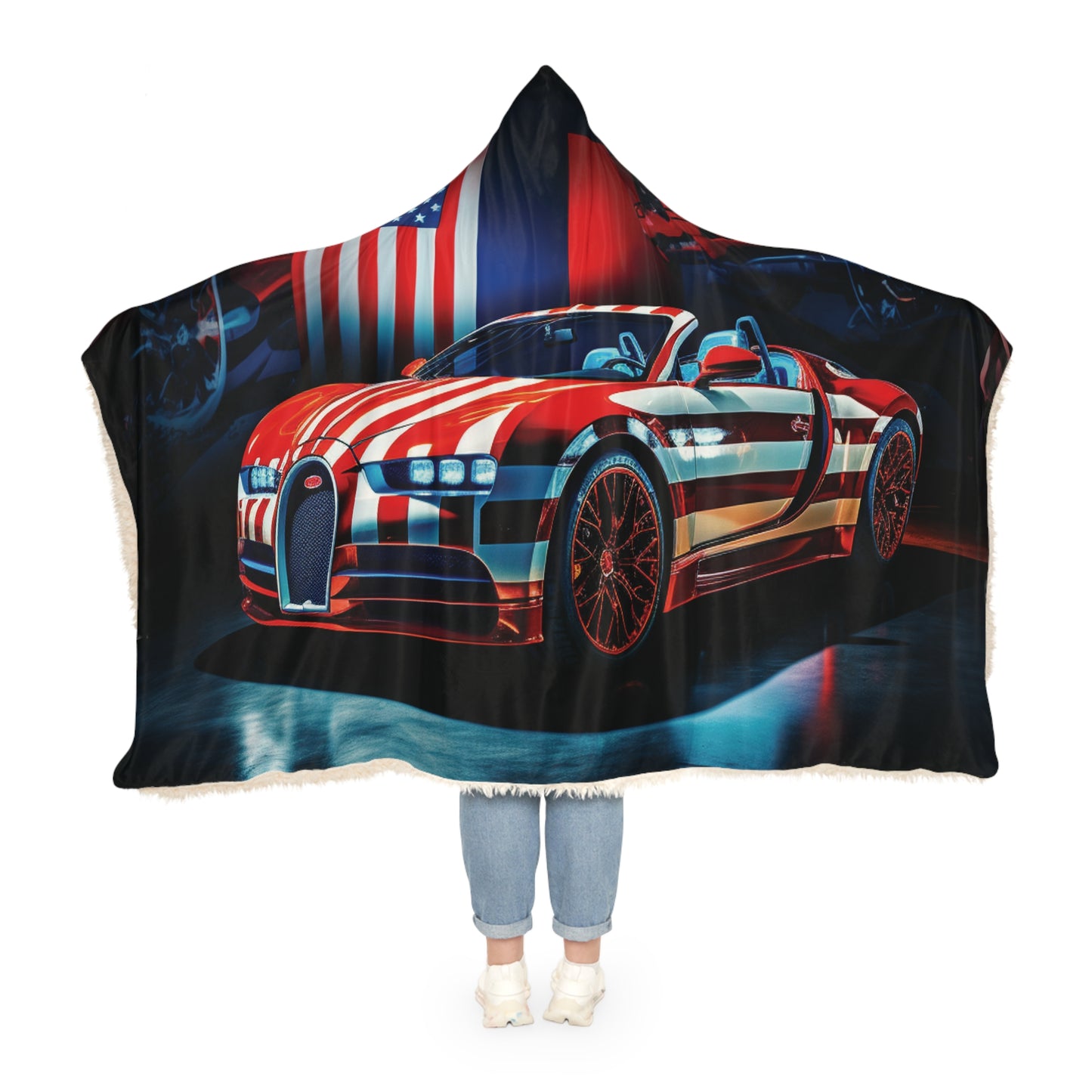 Snuggle Hooded Blanket Macro Bugatti American Flag 2