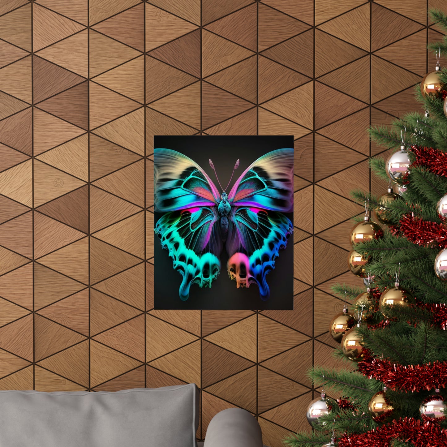 Premium Matte Vertical Posters Neon Butterfly Fusion 2