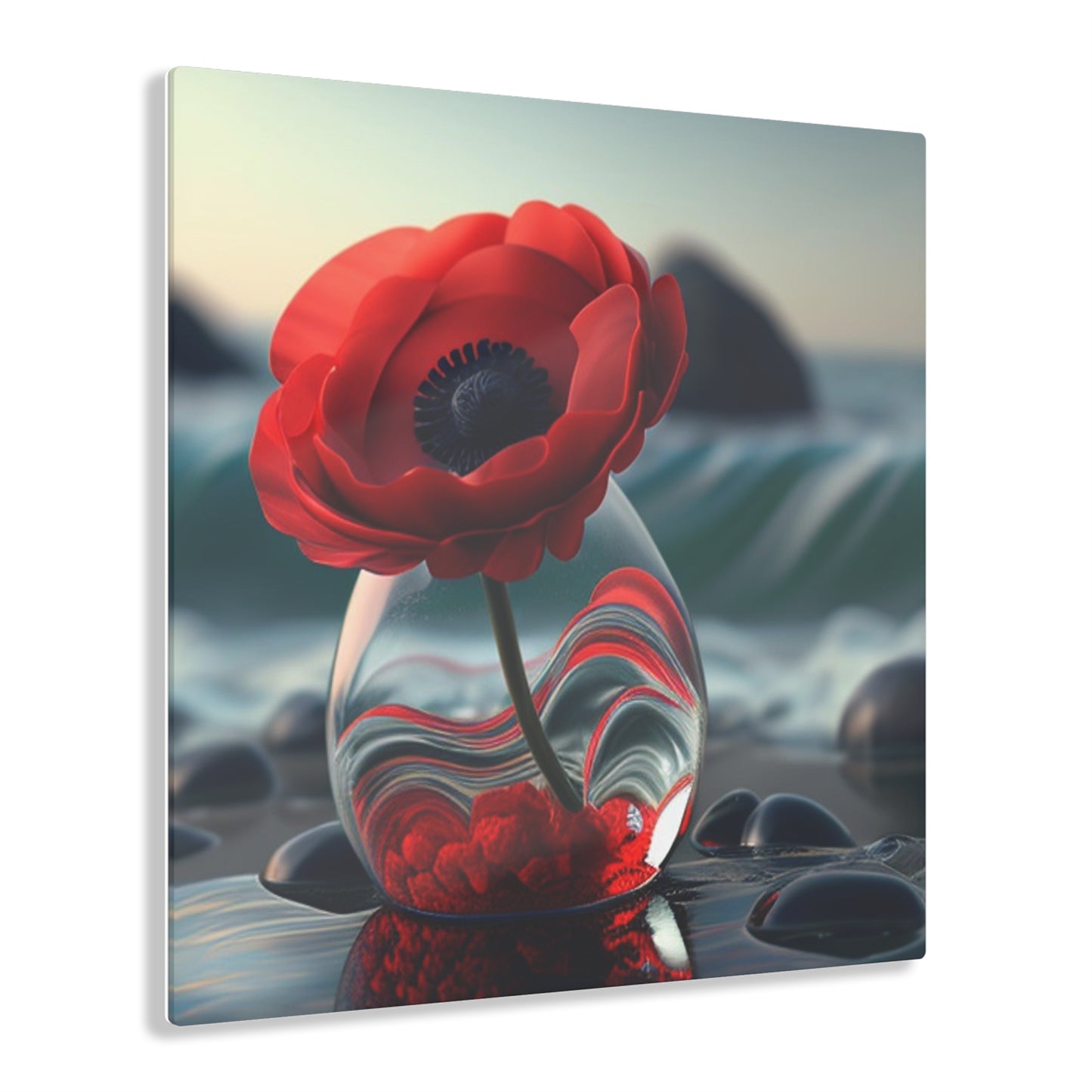 Acrylic Prints Red Anemone in a Vase 1