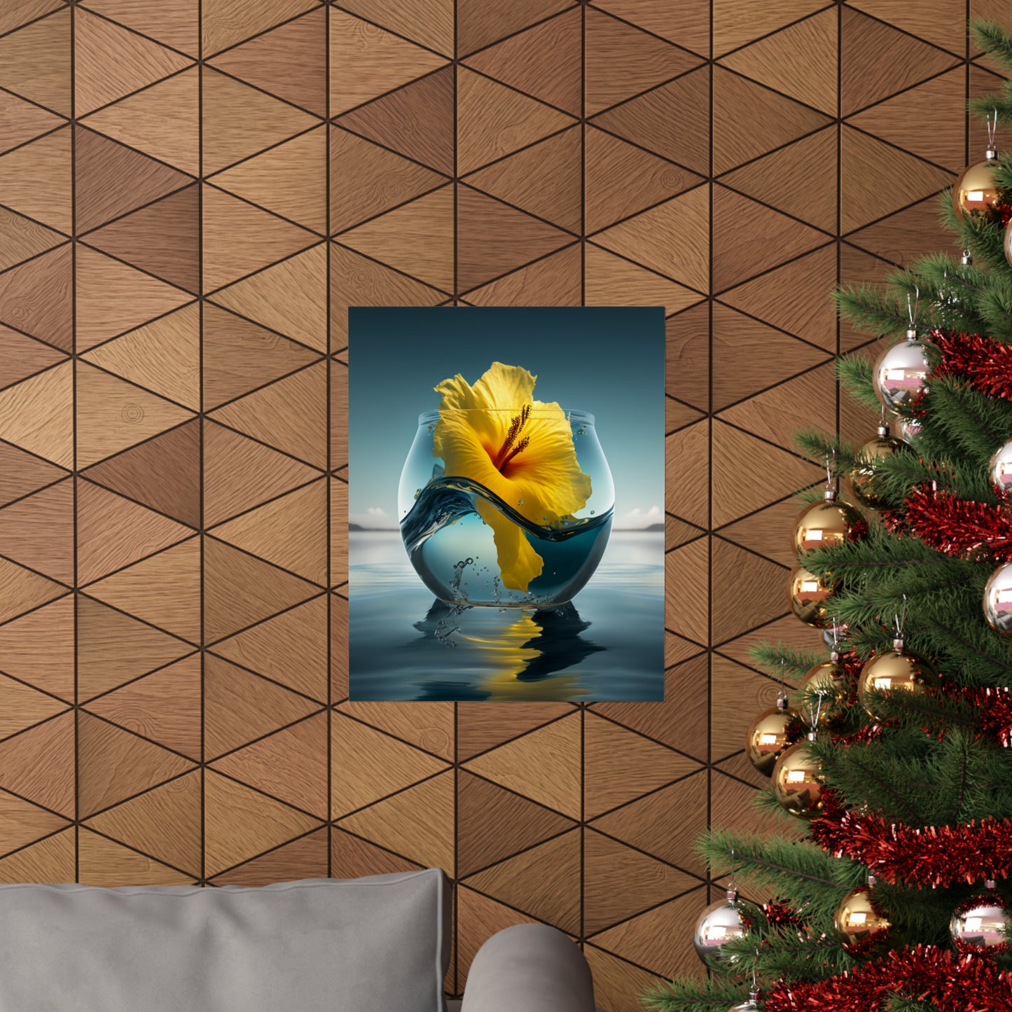 Premium Matte Vertical Posters Yellow Hibiscus glass 4