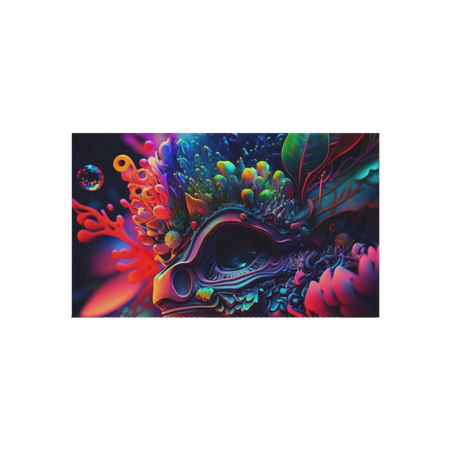 Outdoor Rug  Florescent Skull Death 2