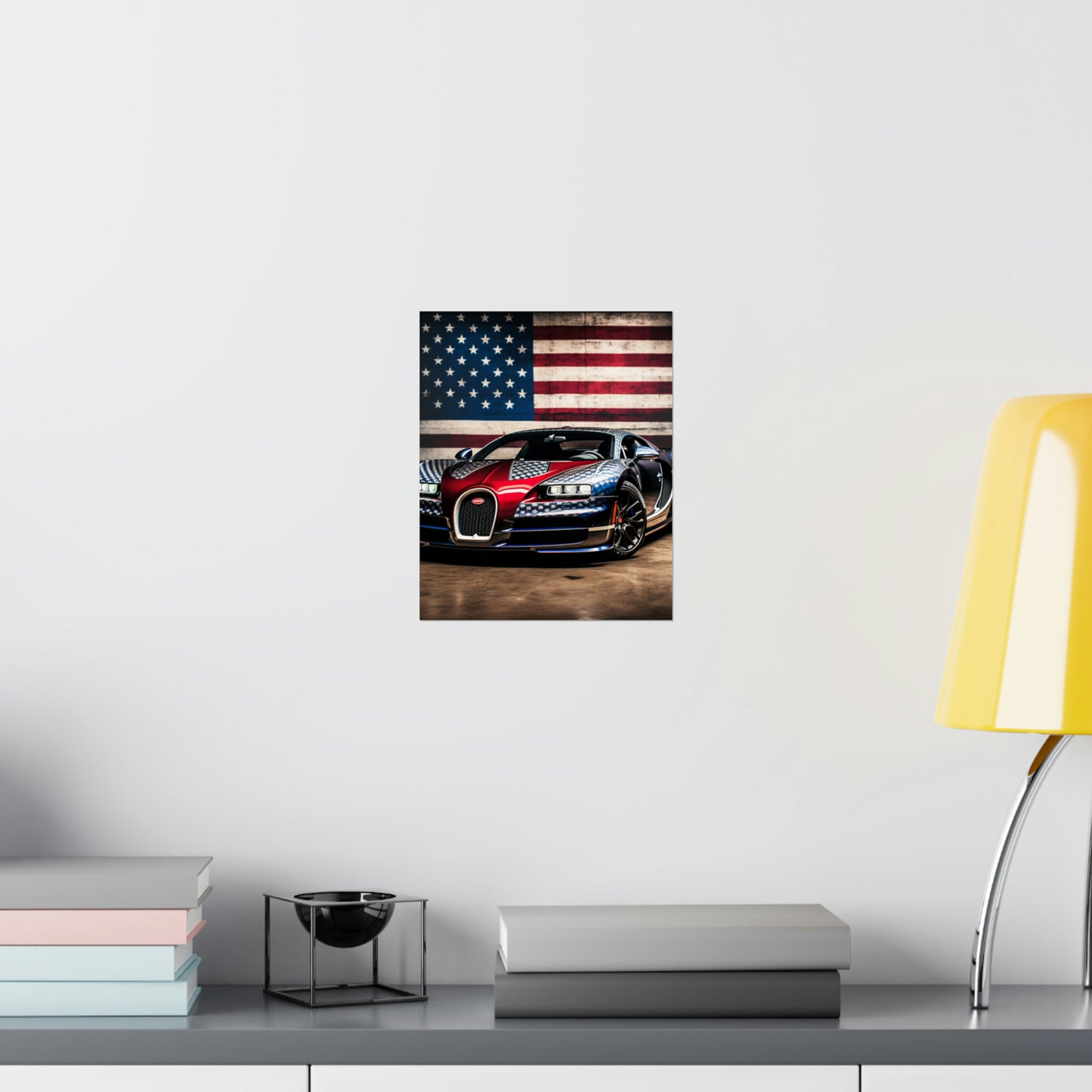 Premium Matte Vertical Posters Bugatti American Flag 1