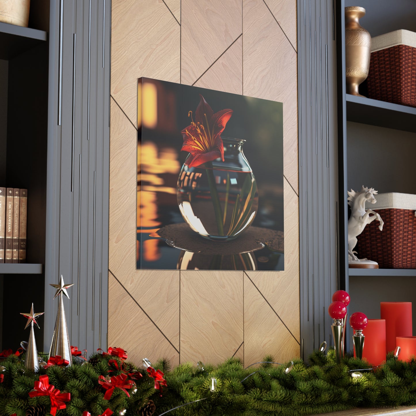 Canvas Gallery Wraps Red Lily in a Glass vase 2