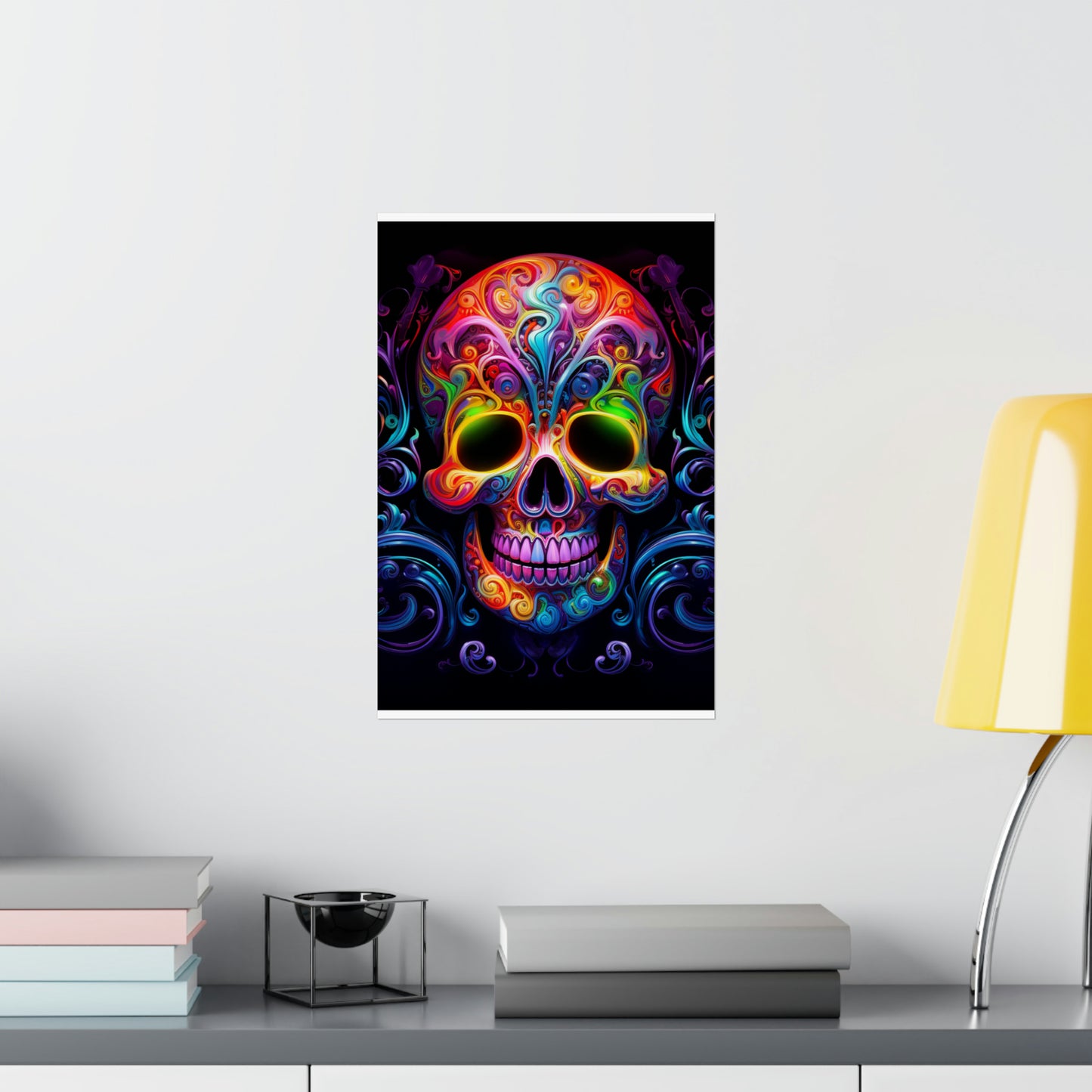 Premium Matte Vertical Posters Macro Skull Color 2