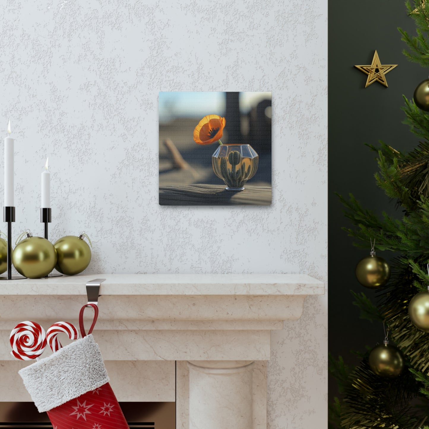 Canvas Gallery Wraps Orange Poppy in a Vase 2