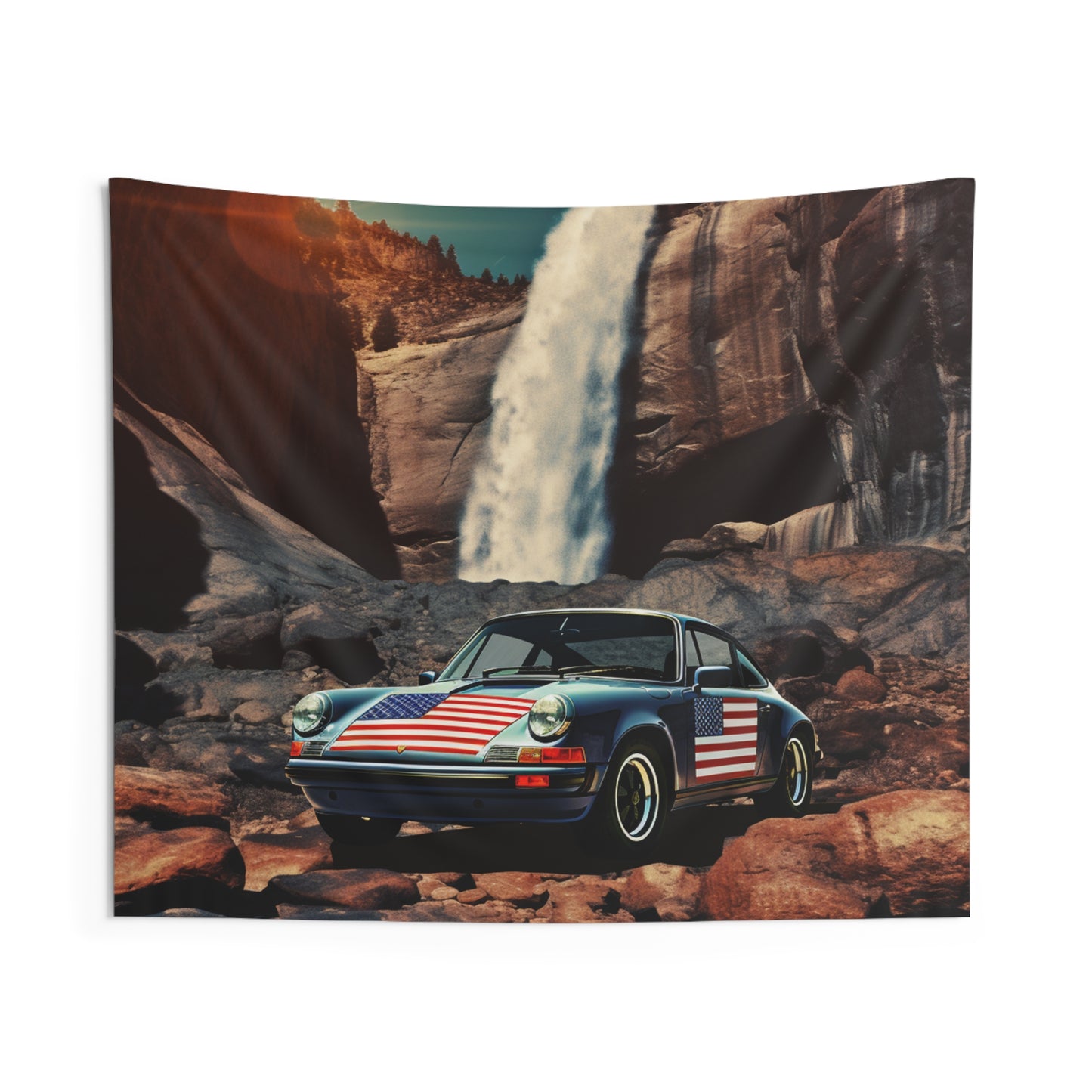 Indoor Wall Tapestries American Flag Porsche Abstract 2