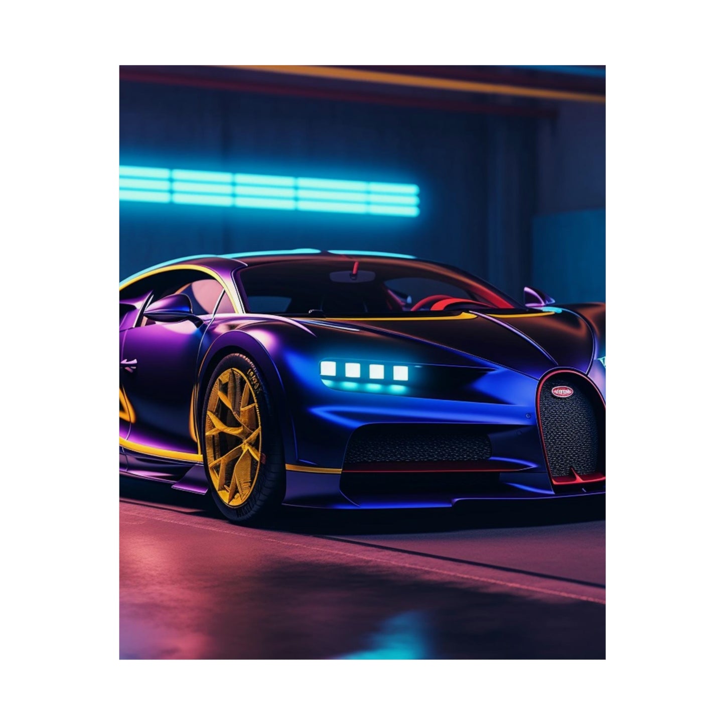 Premium Matte Vertical Posters Hyper Bugatti Neon Chiron 4