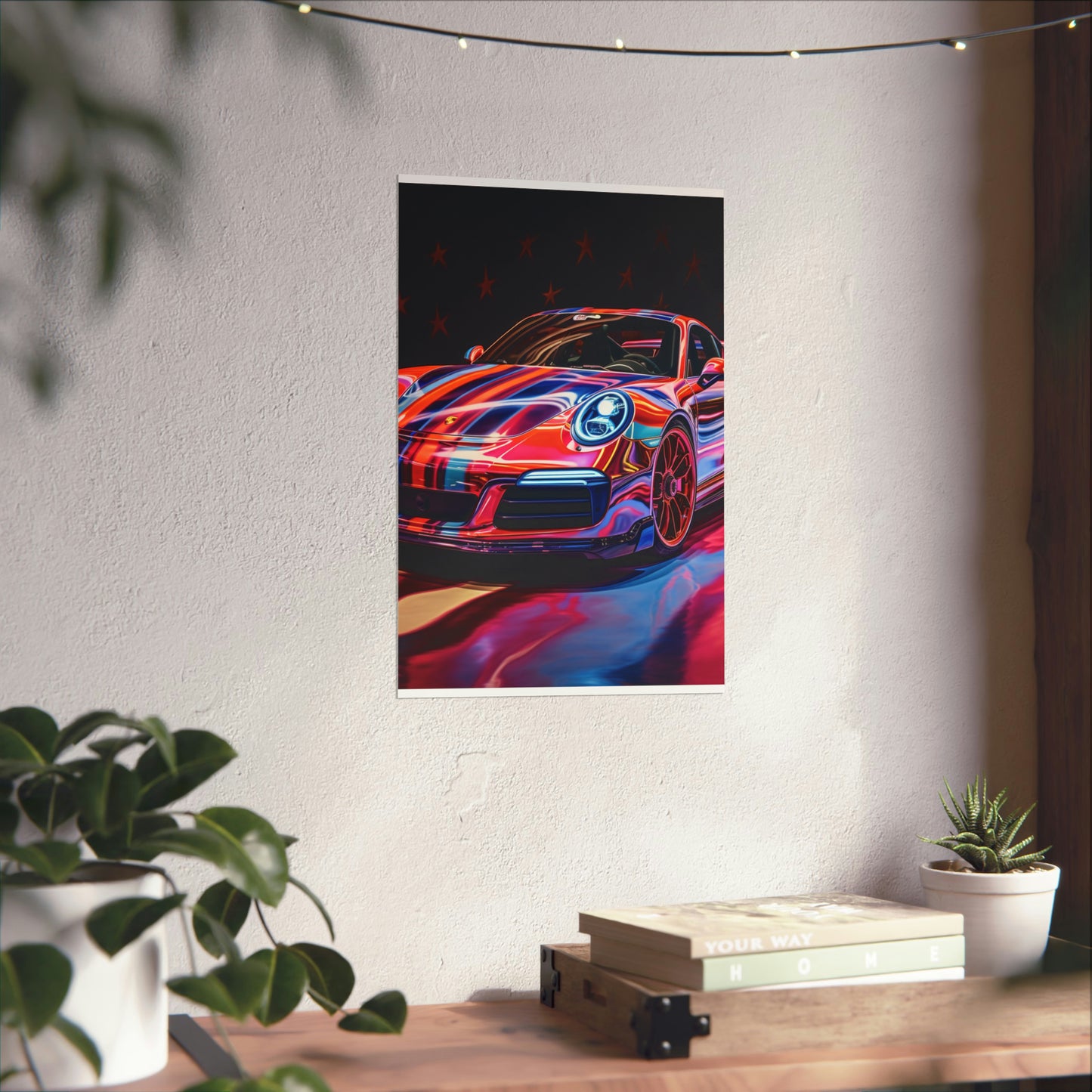 Premium Matte Vertical Posters Macro American Flag Porsche 4