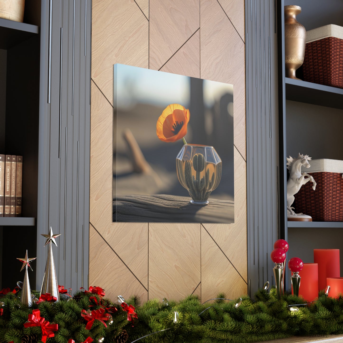 Canvas Gallery Wraps Orange Poppy in a Vase 2