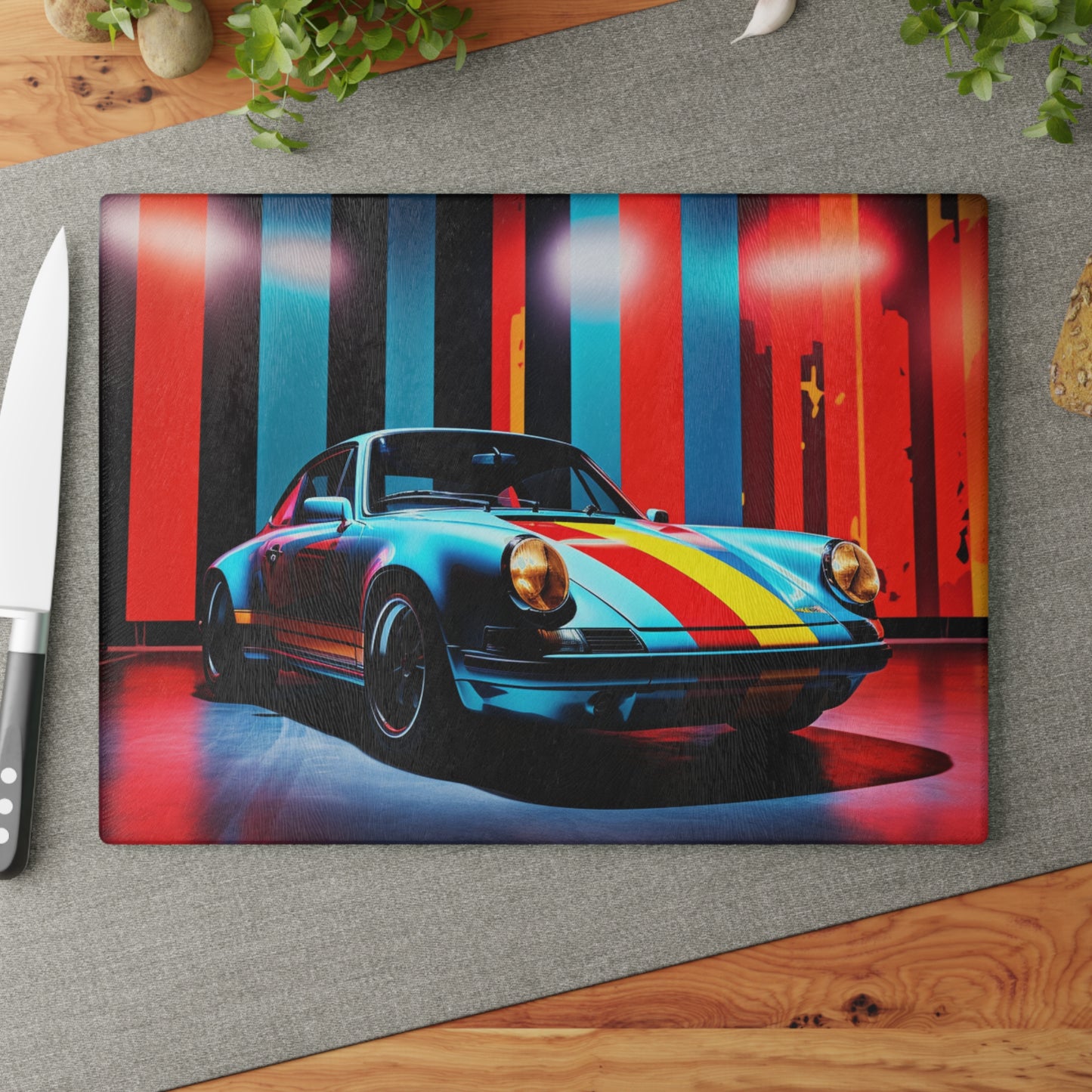 Glass Cutting Board Macro American Flag Porsche 3