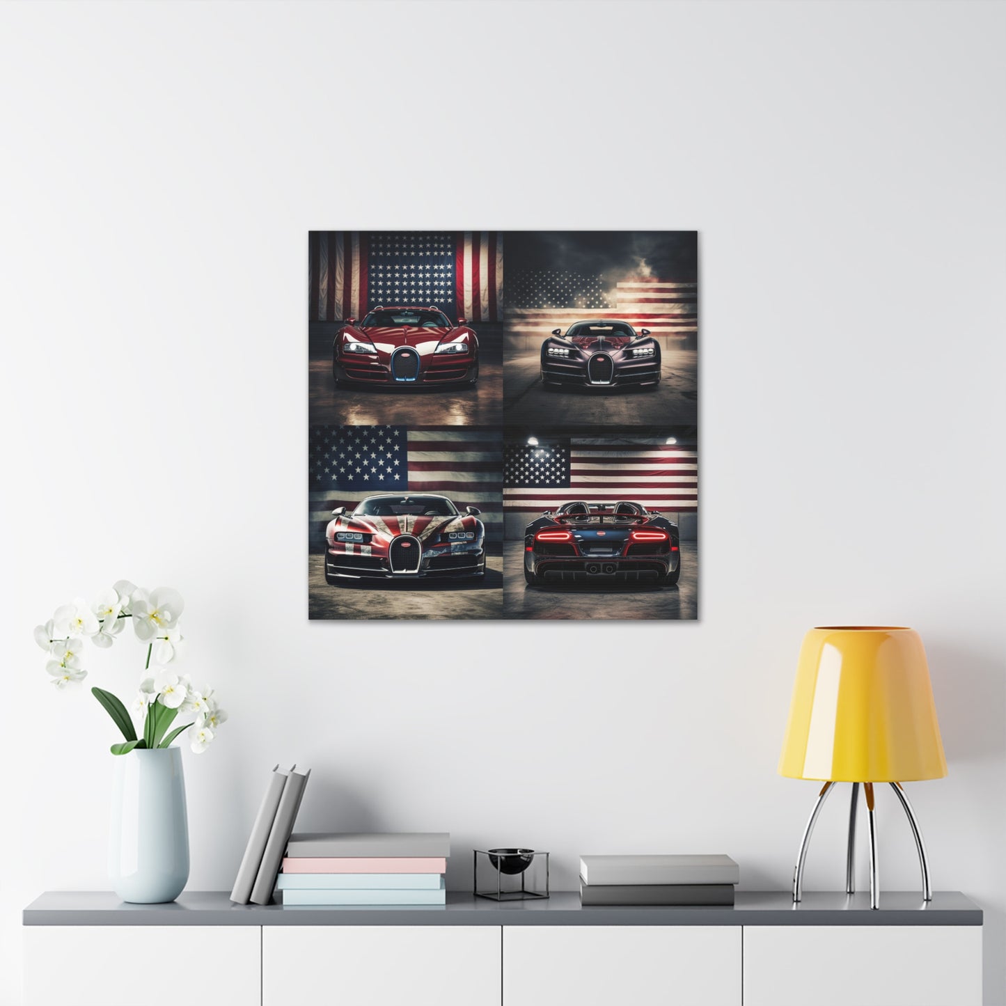 Canvas Gallery Wraps American Flag Background Bugatti 5