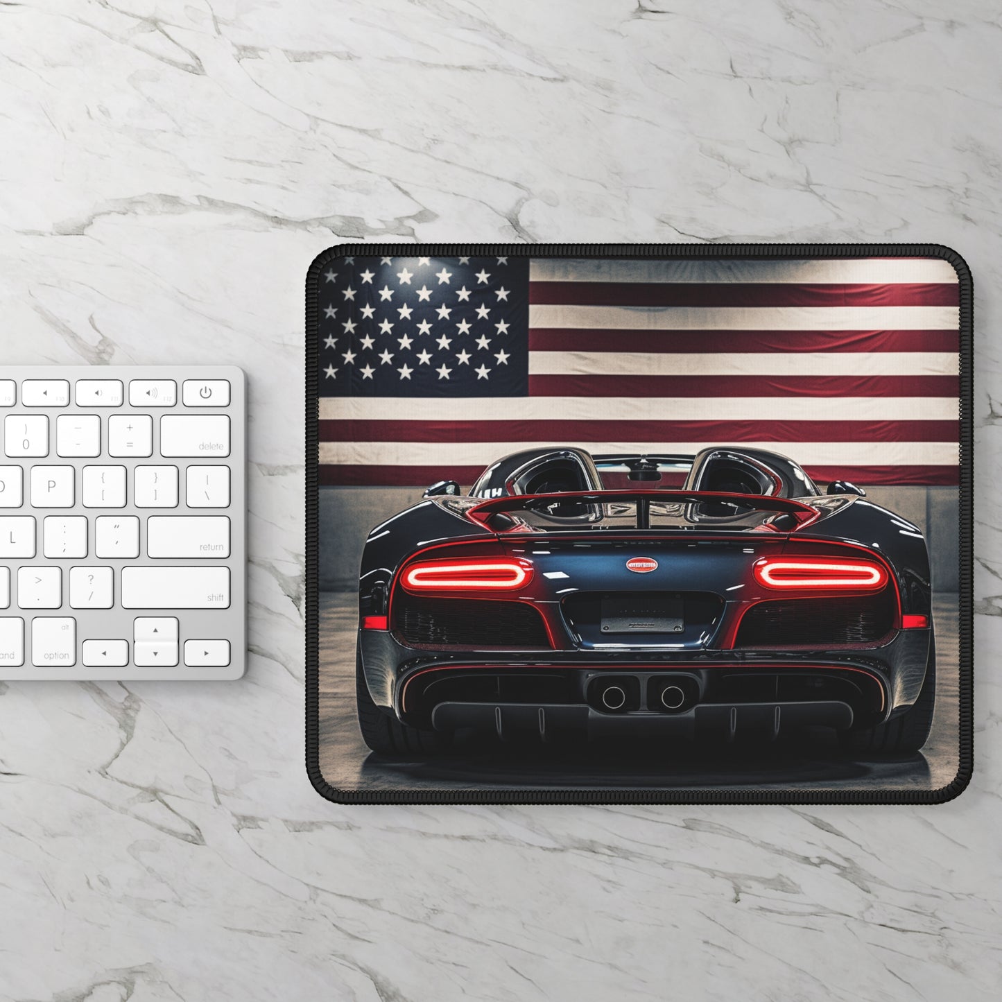 Gaming Mouse Pad  American Flag Background Bugatti 4