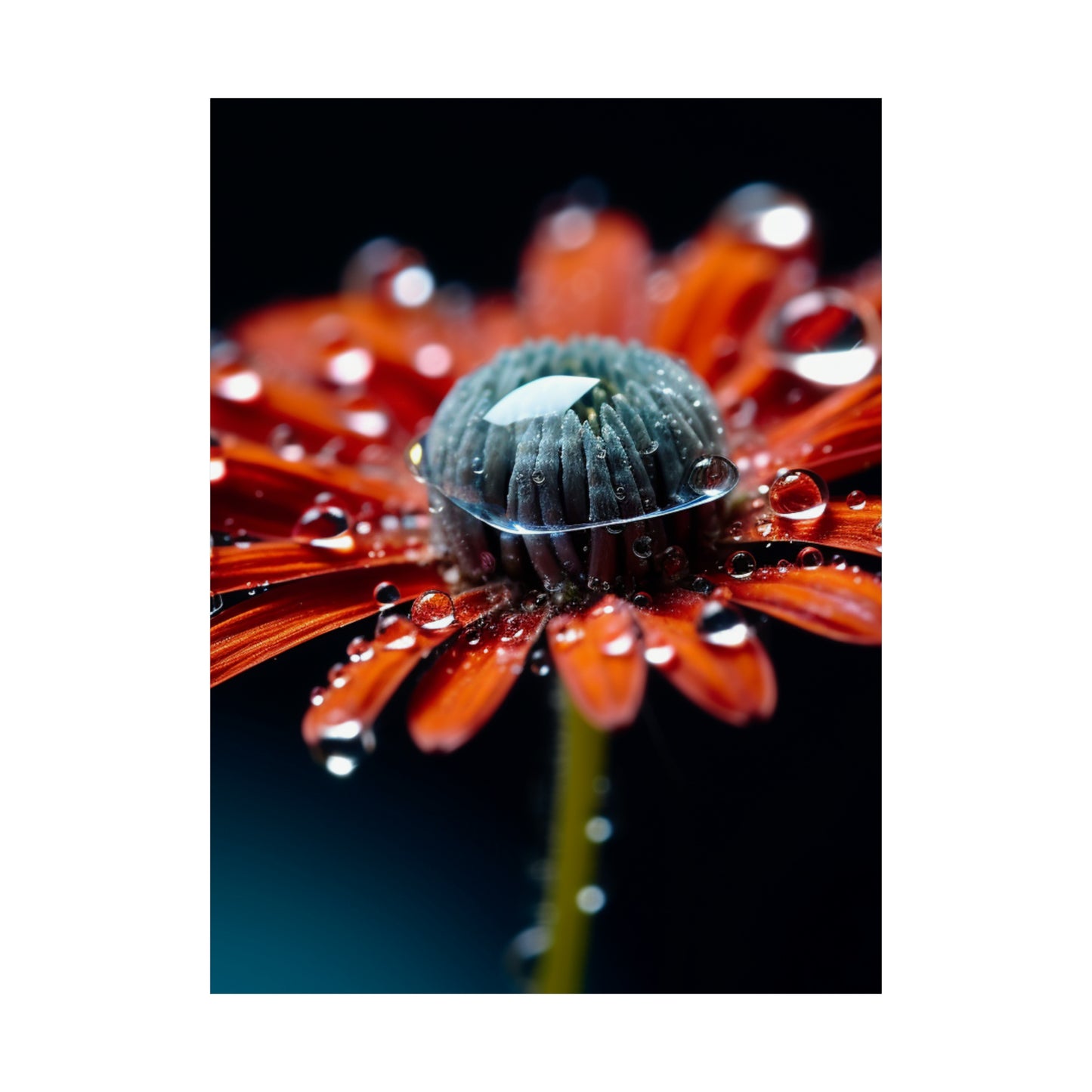 Premium Matte Vertical Posters Water drop Macro Flower 1