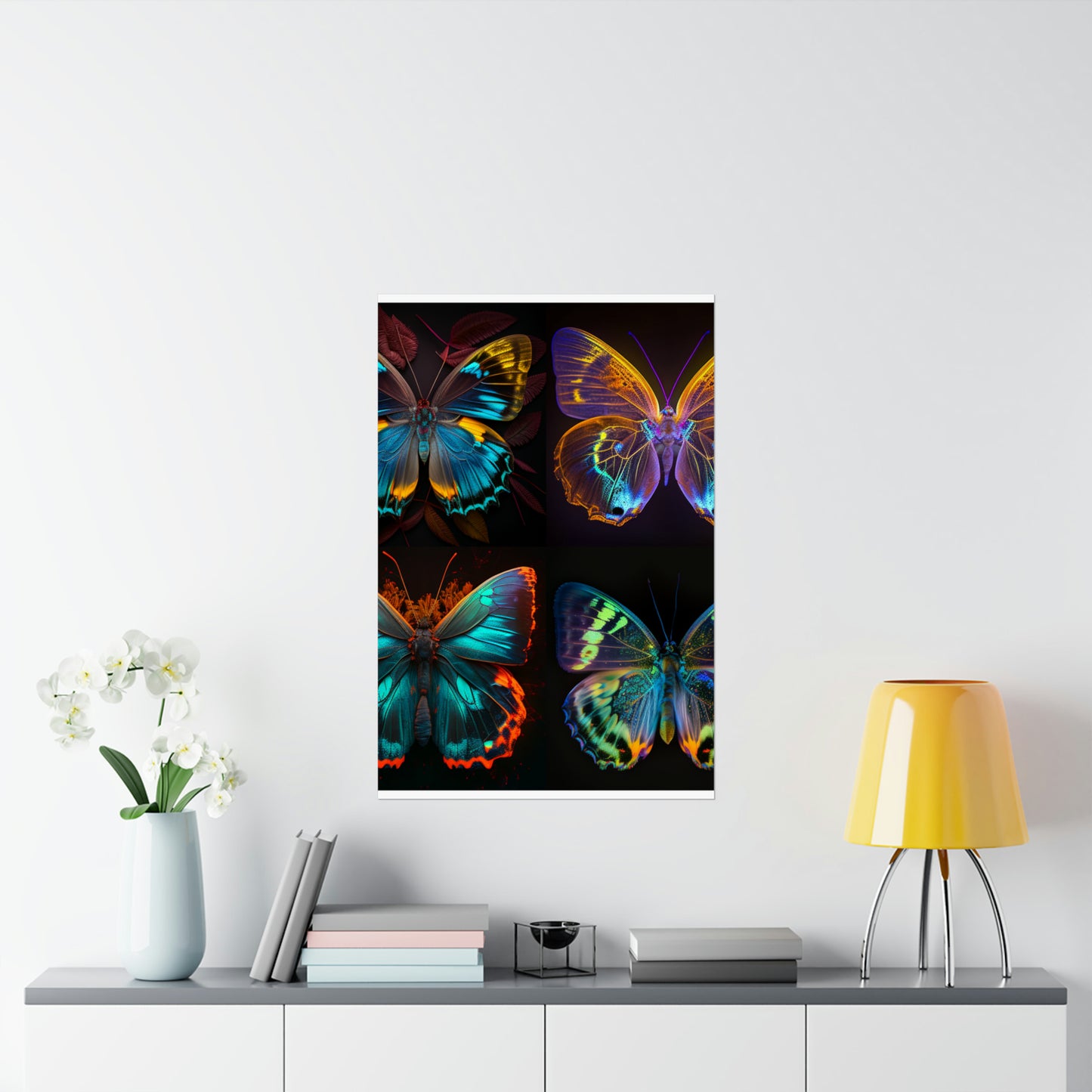 Premium Matte Vertical Posters Neon Butterfly Flair 5