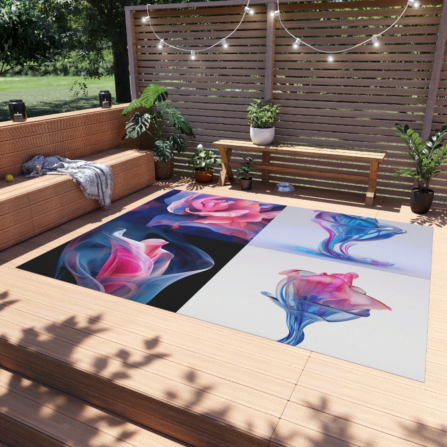 Outdoor Rug  Pink & Blue Tulip Rose 5