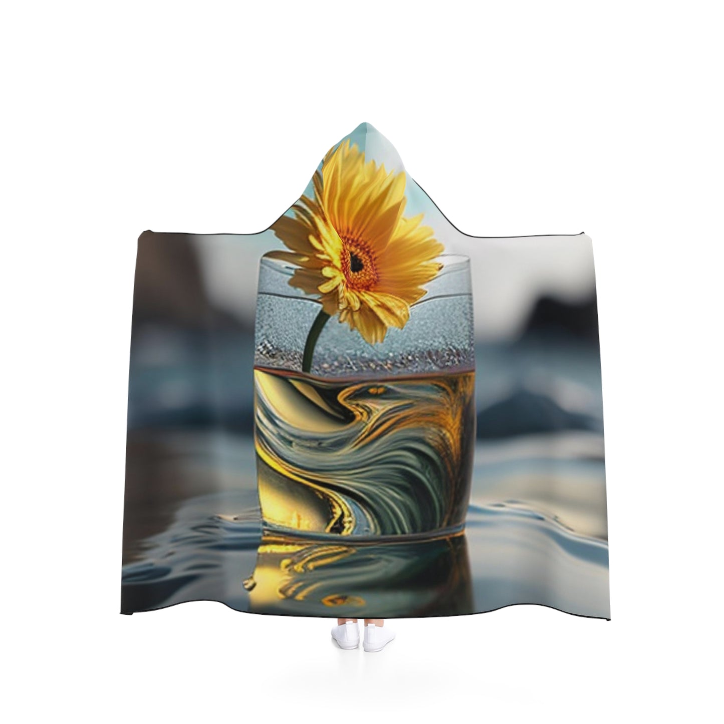 Hooded Blanket yello Gerbera glass 2