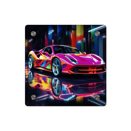 Acrylic Wall Art Panels Pink Macro Ferrari 1