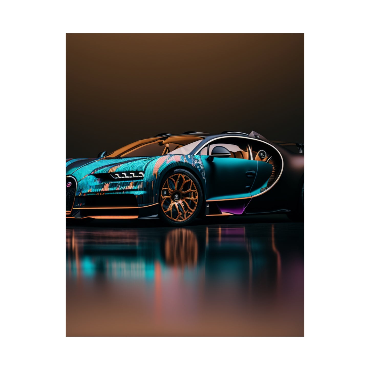 Premium Matte Vertical Posters Bugatti Blue 2