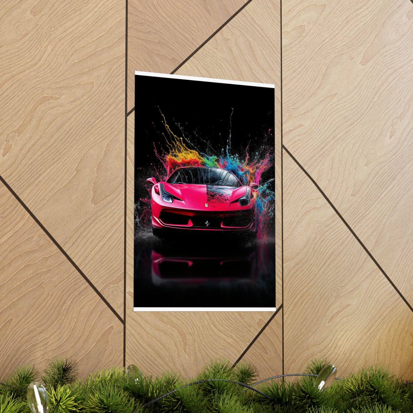 Premium Matte Vertical Posters Ferrari Water Splash 2