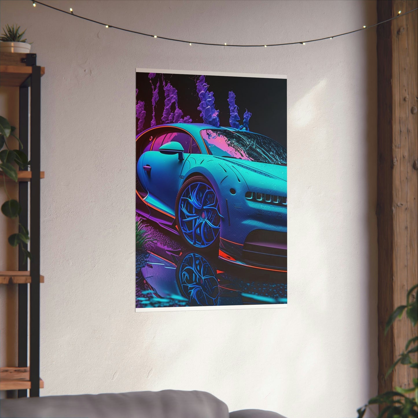 Premium Matte Vertical Posters Bugatti Neon Chiron 2