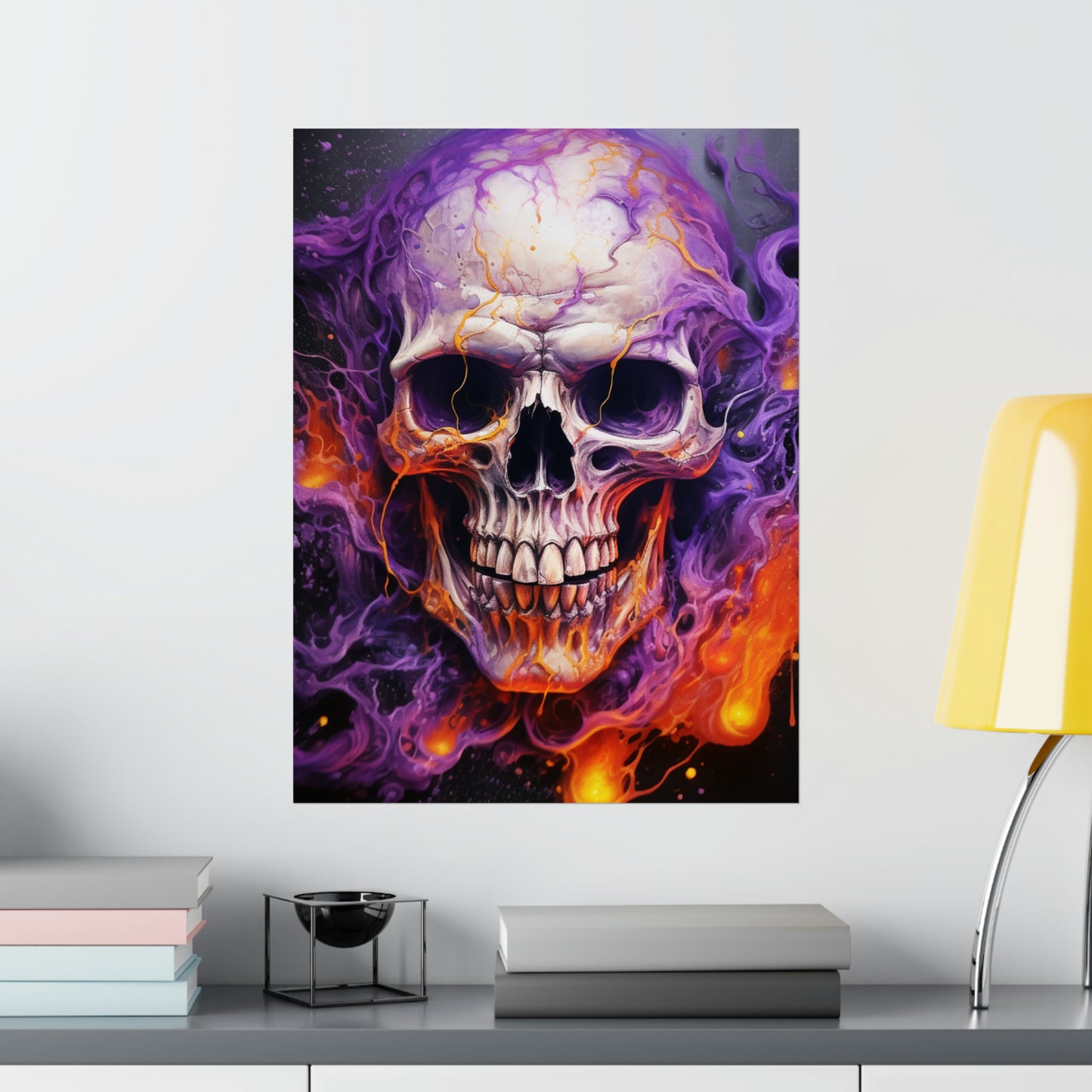 Premium Matte Vertical Posters Skull Flames 2