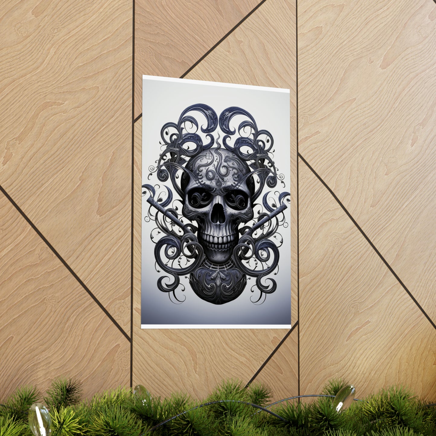 Premium Matte Vertical Posters Skull Treble Clef 1