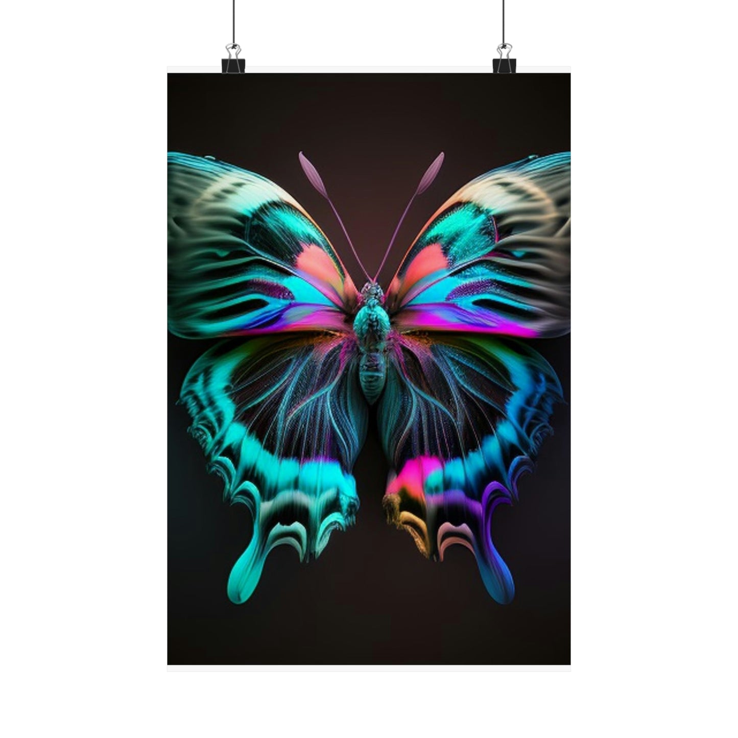 Premium Matte Vertical Posters Neon Butterfly Fusion 3