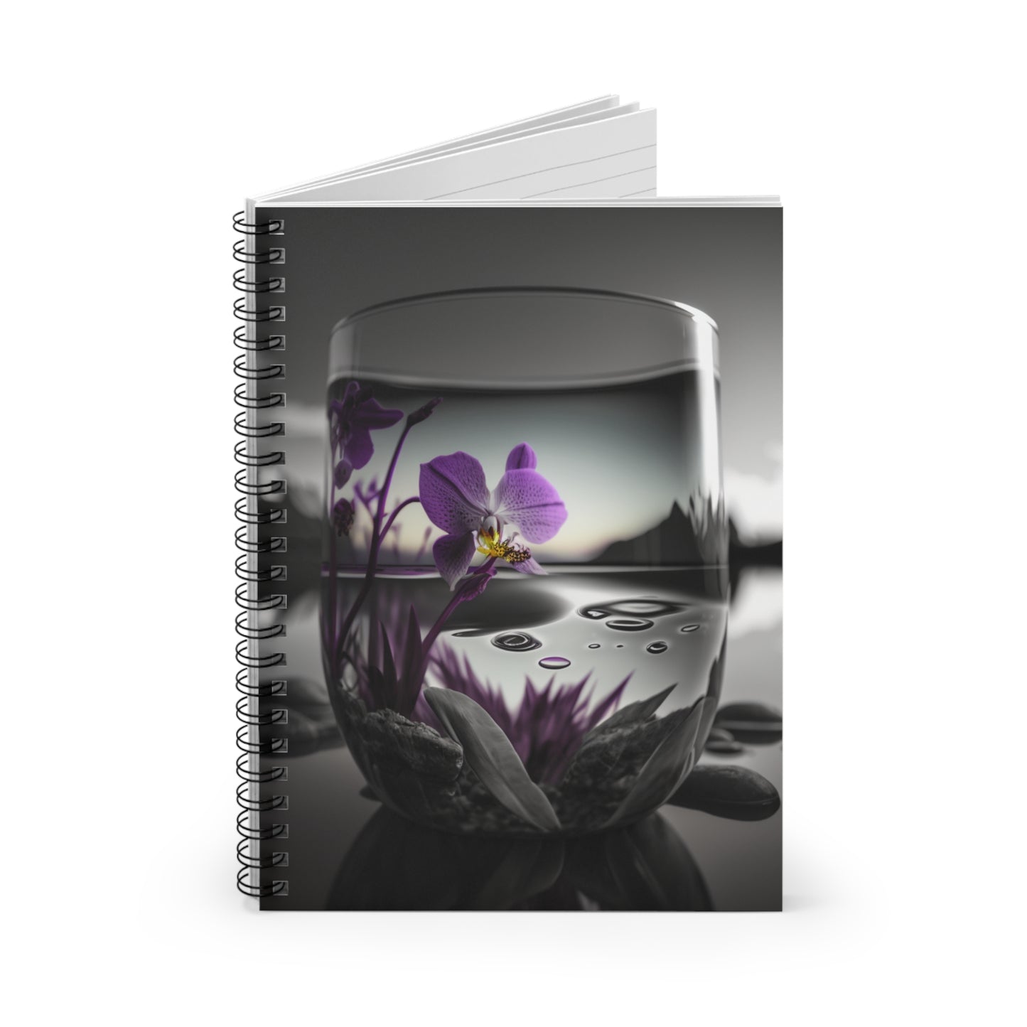 Spiral Notebook - Ruled Line Purple Orchid Glass vase 2