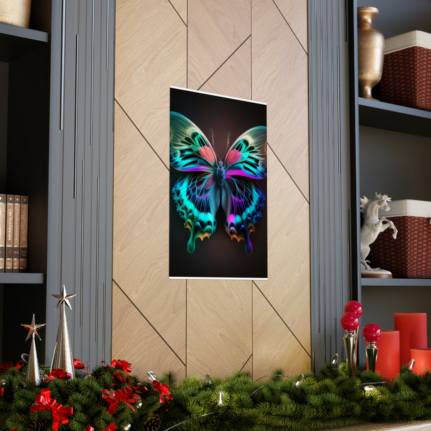 Premium Matte Vertical Posters Neon Butterfly Fusion 1