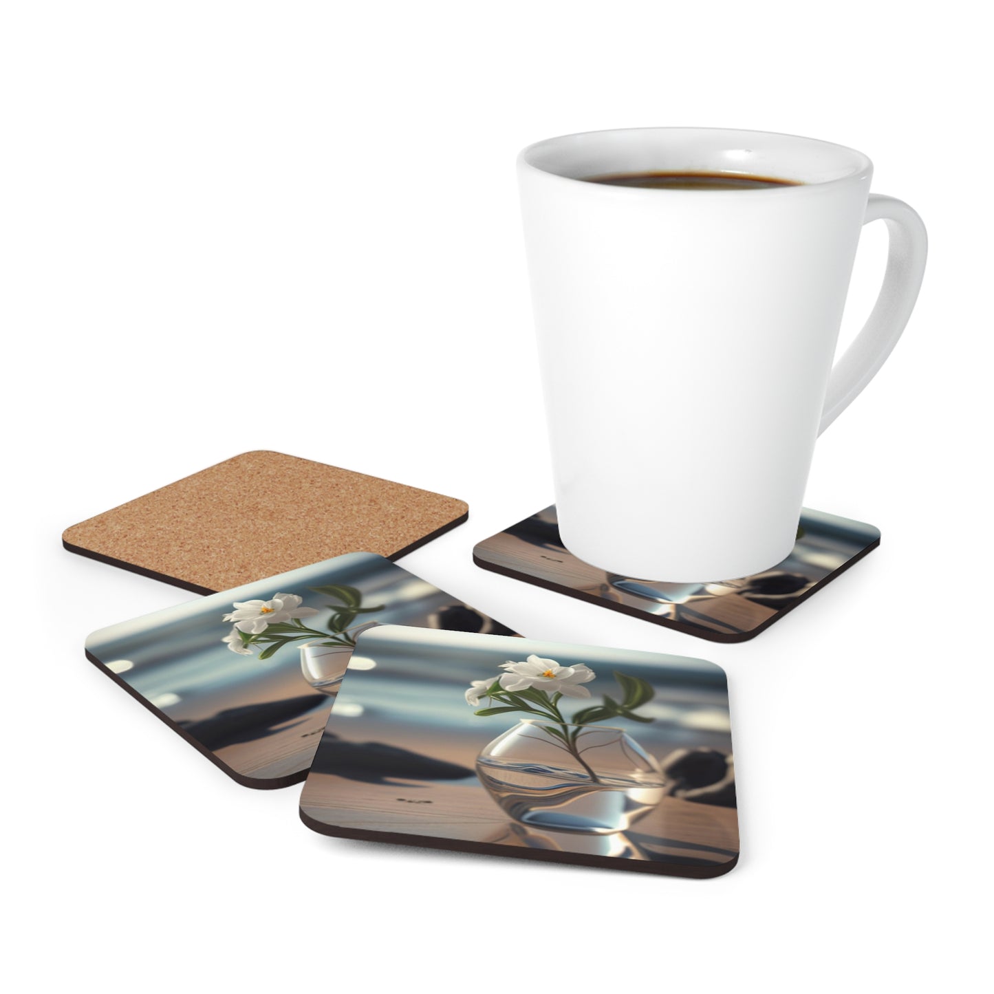 Corkwood Coaster Set Jasmine glass vase 3
