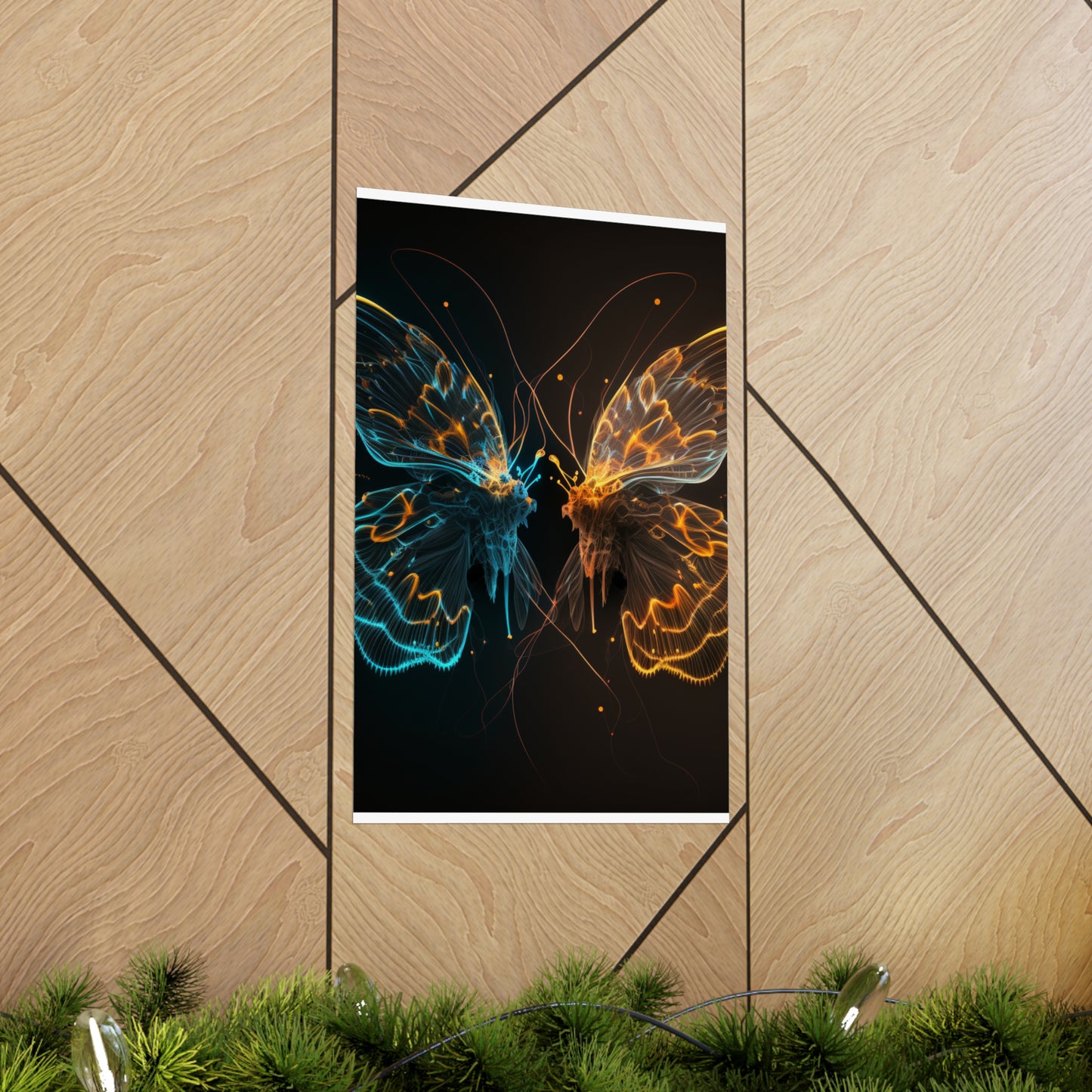 Premium Matte Vertical Posters Neon Glo Butterfly 1