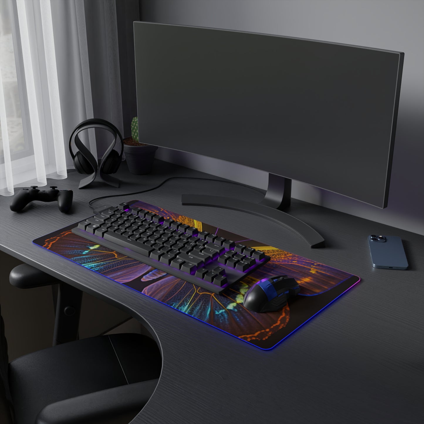 LED Gaming Mouse Pad Neon Butterfly Flair 2