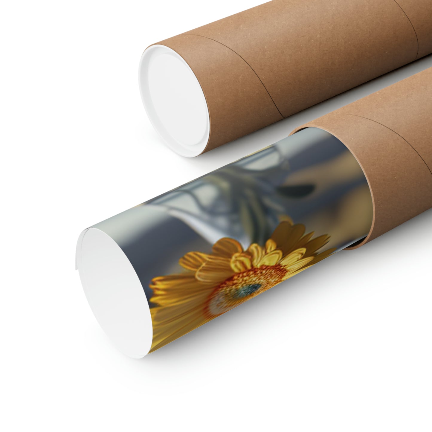 Premium Matte Vertical Posters yello Gerbera glass 5