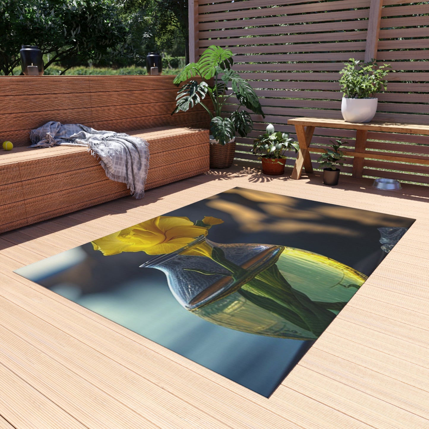 Outdoor Rug  Yellow Gladiolus glass 3