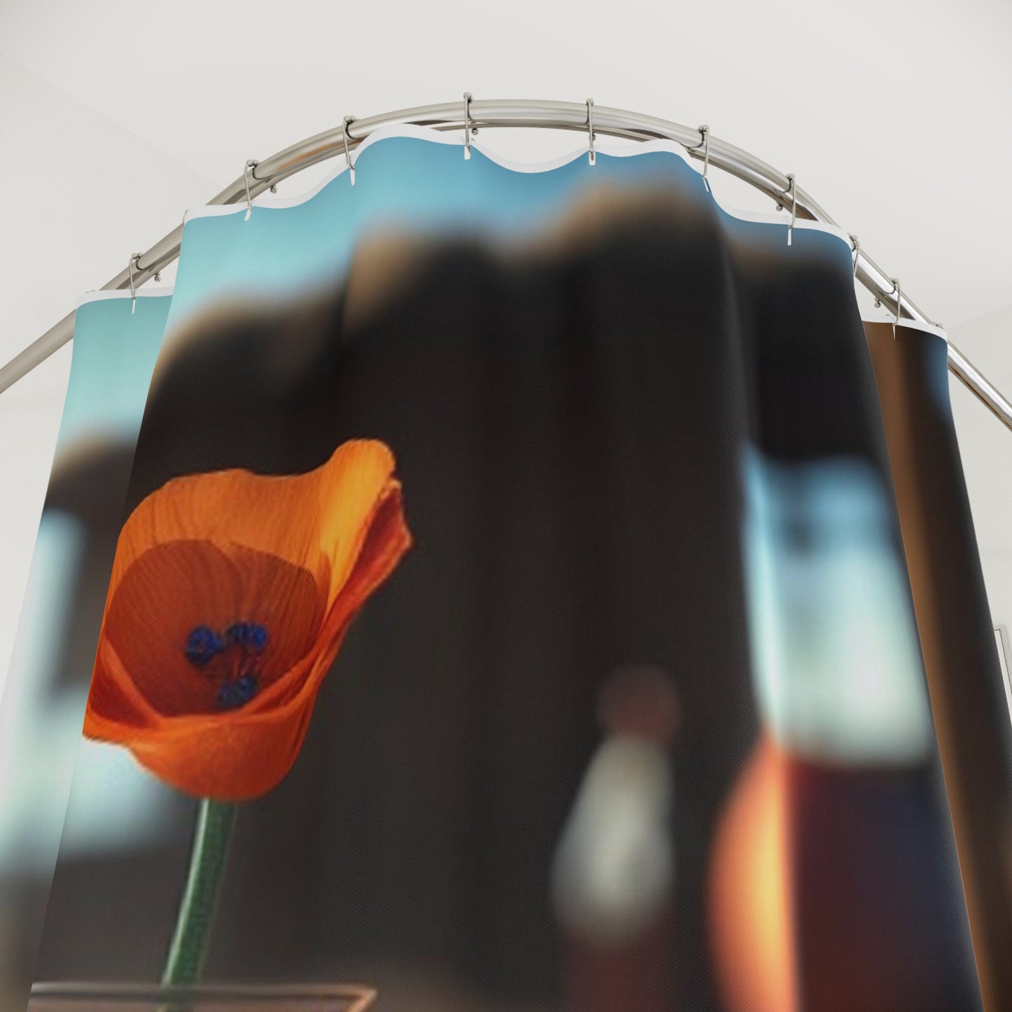 Polyester Shower Curtain Poppy in a Glass Vase 2