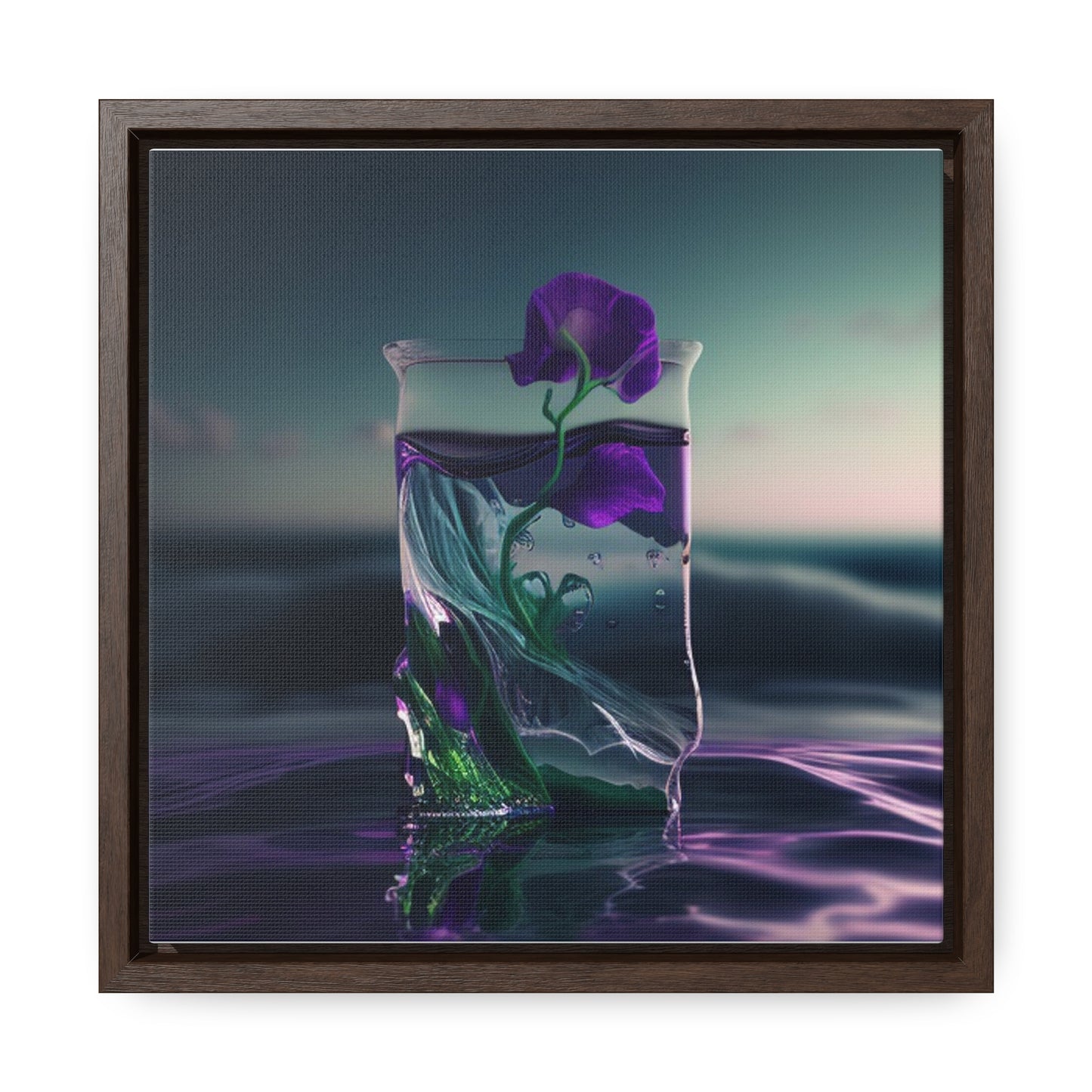 Gallery Canvas Wraps, Square Frame Purple Sweet pea in a vase 3