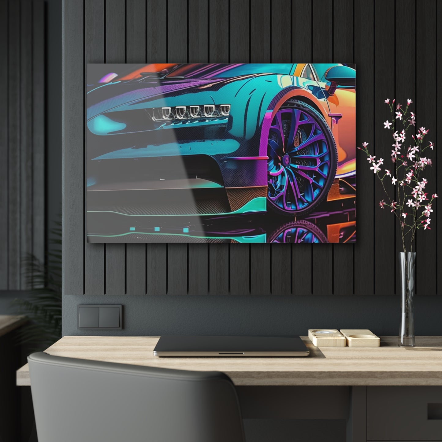 Acrylic Prints Bugatti Neon Chiron 1