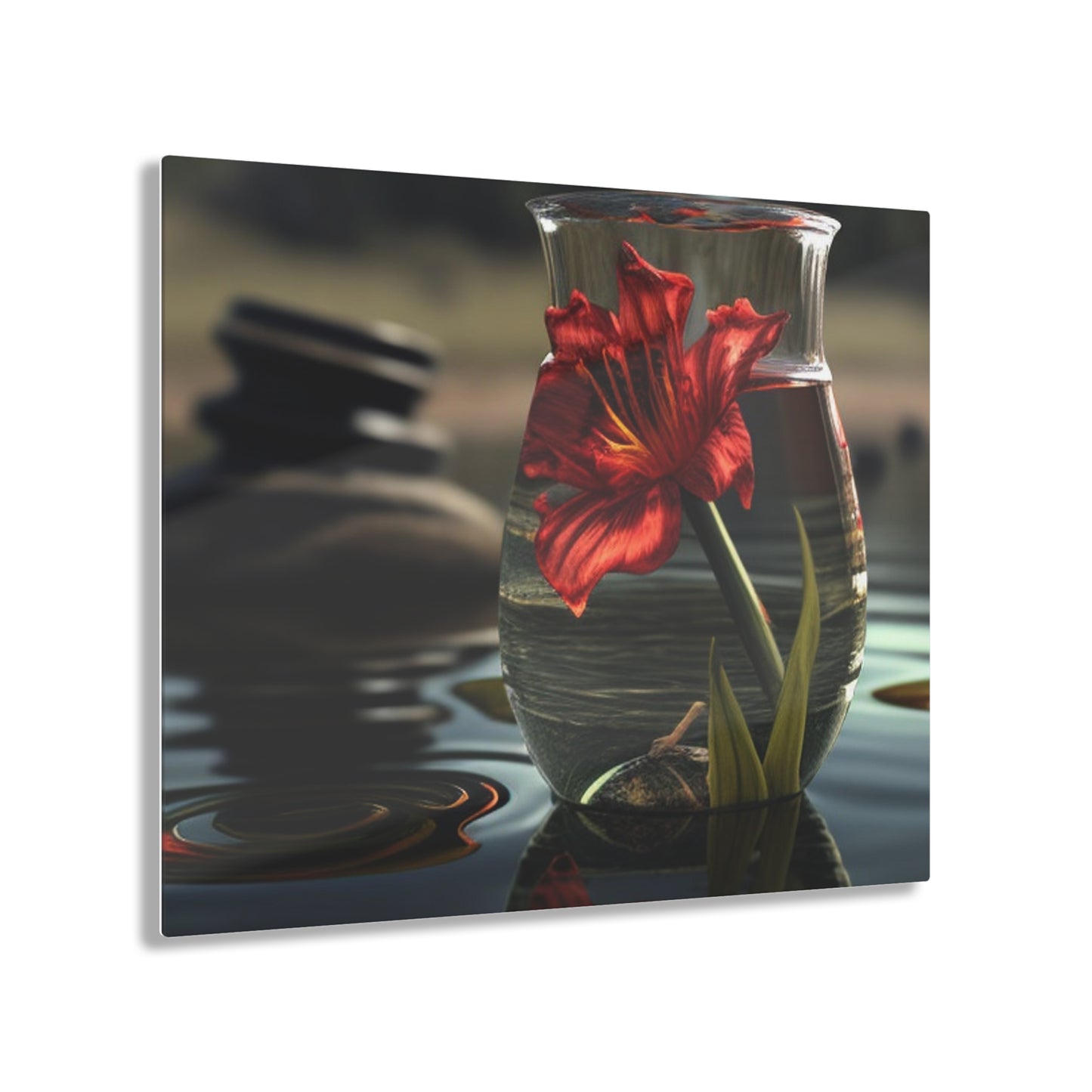 Acrylic Prints Red Lily in a Glass vase 4