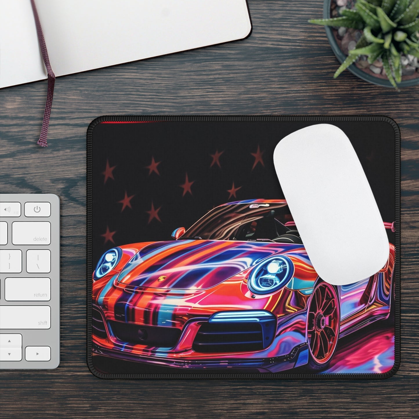 Gaming Mouse Pad  American Flag Colored Porsche 2