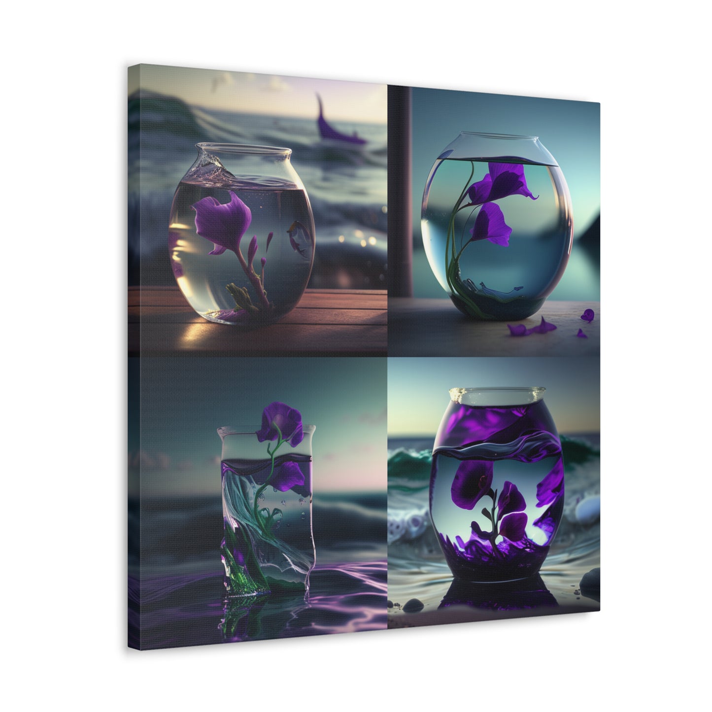 Canvas Gallery Wraps Purple Sweet pea in a vase 5