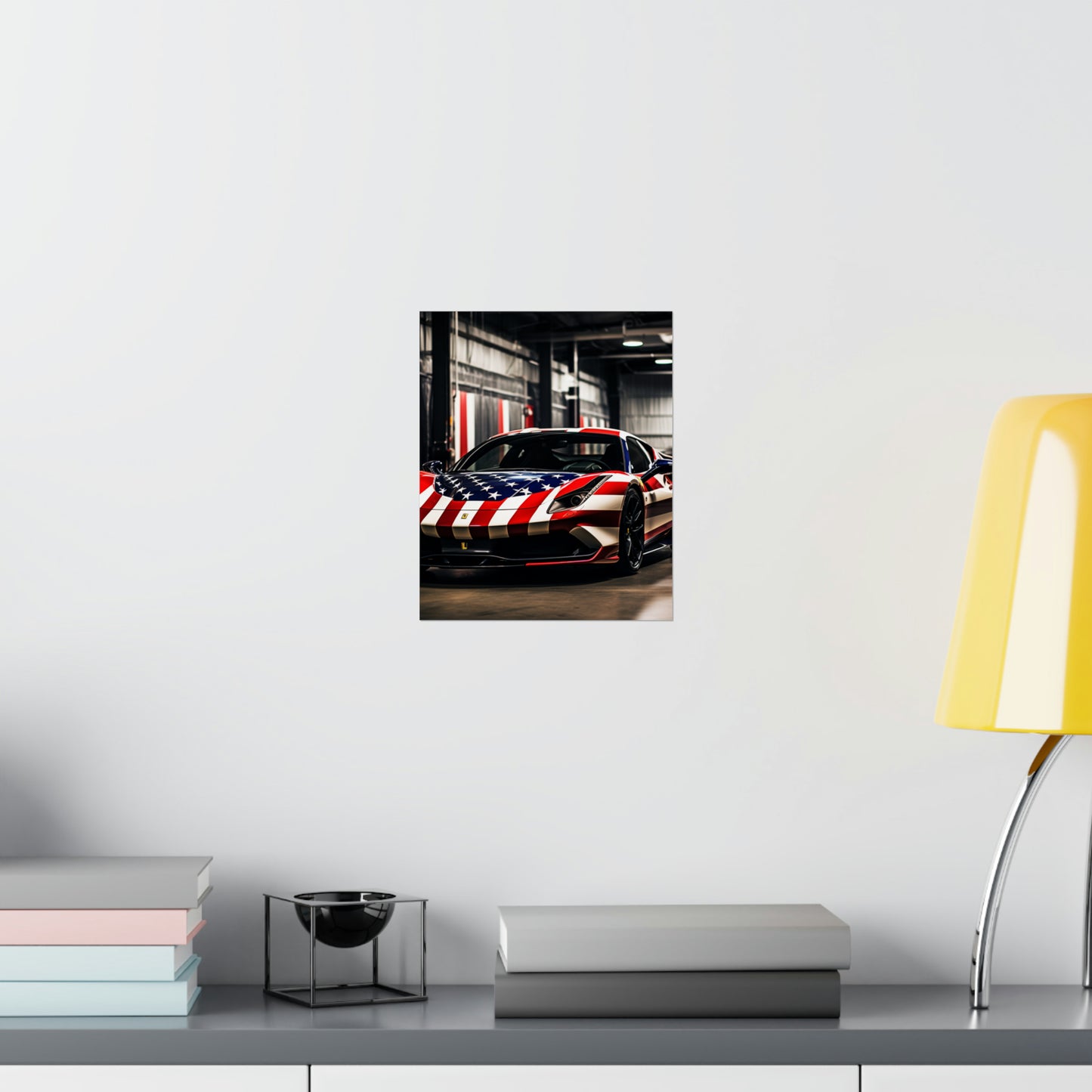 Premium Matte Vertical Posters American Flag Farrari 3