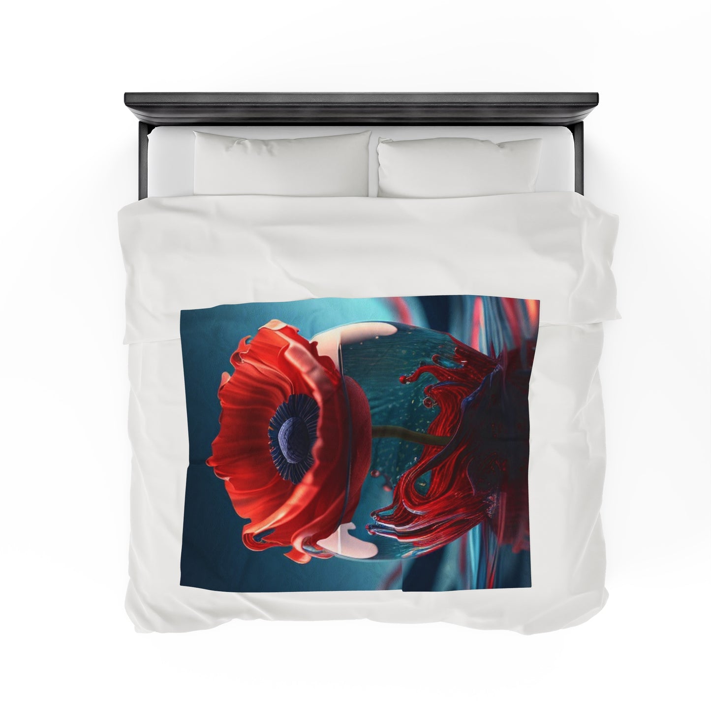 Velveteen Plush Blanket Red Anemone in a Vase 2