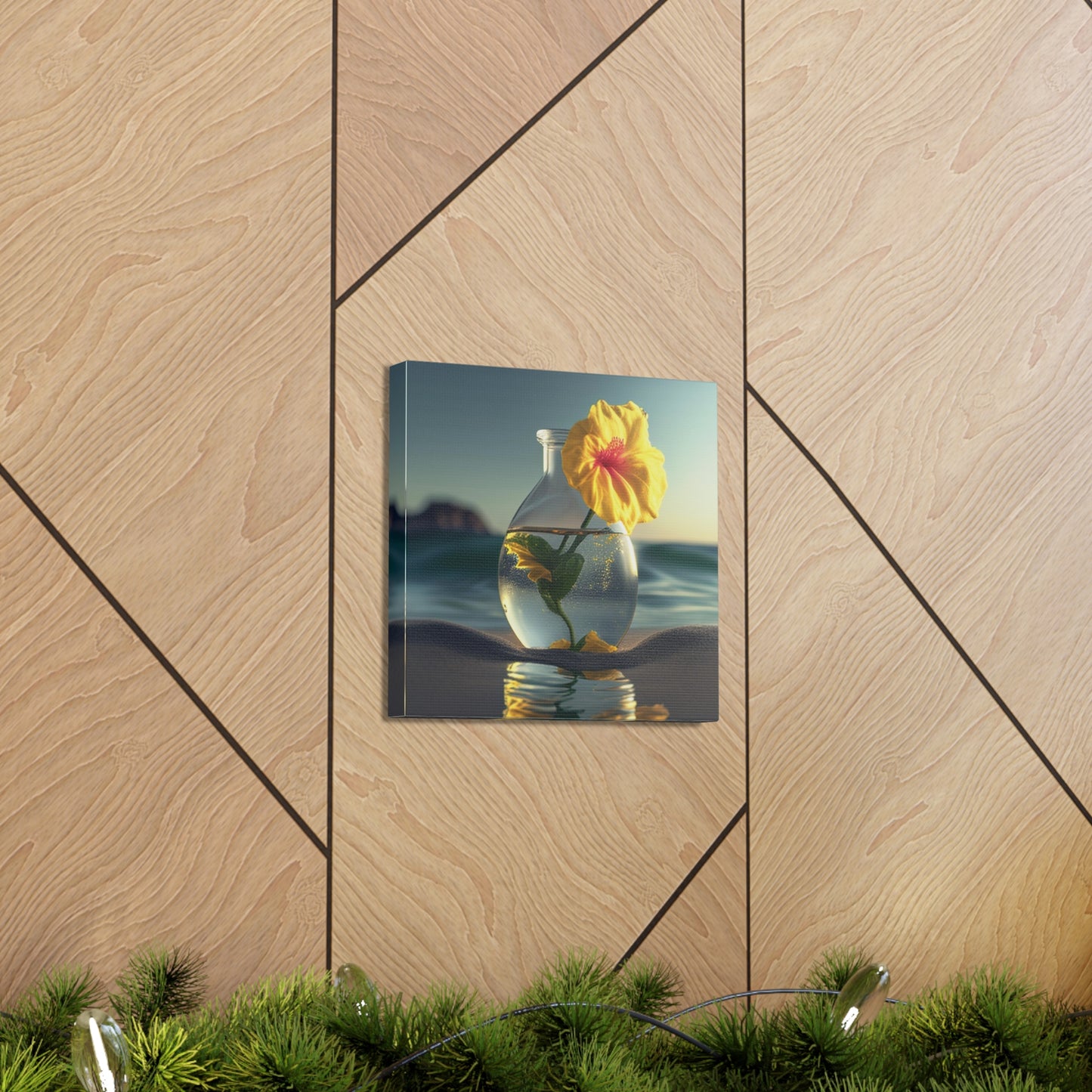 Canvas Gallery Wraps Yellow Hibiscus glass 2