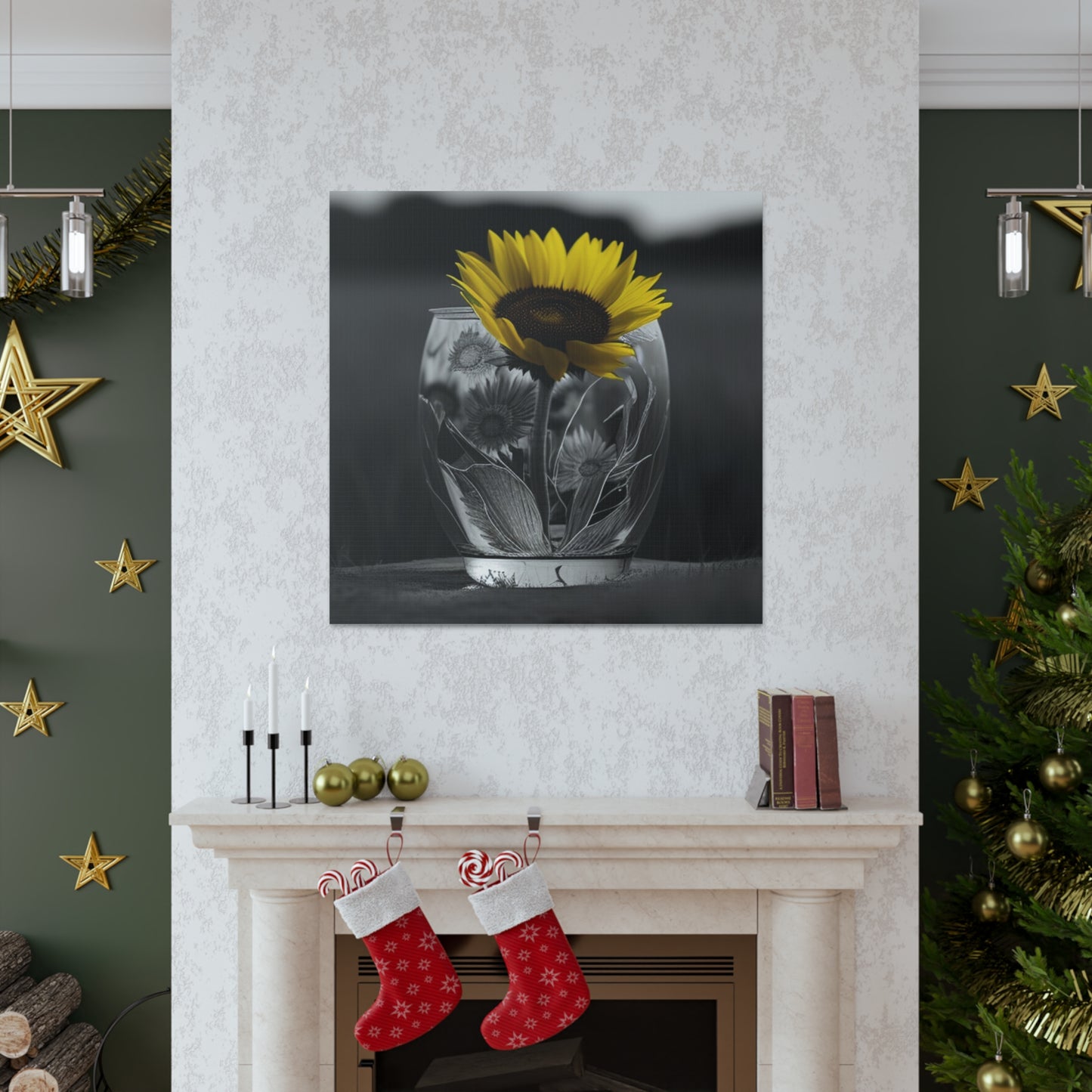 Canvas Gallery Wraps Yellw Sunflower in a vase 1