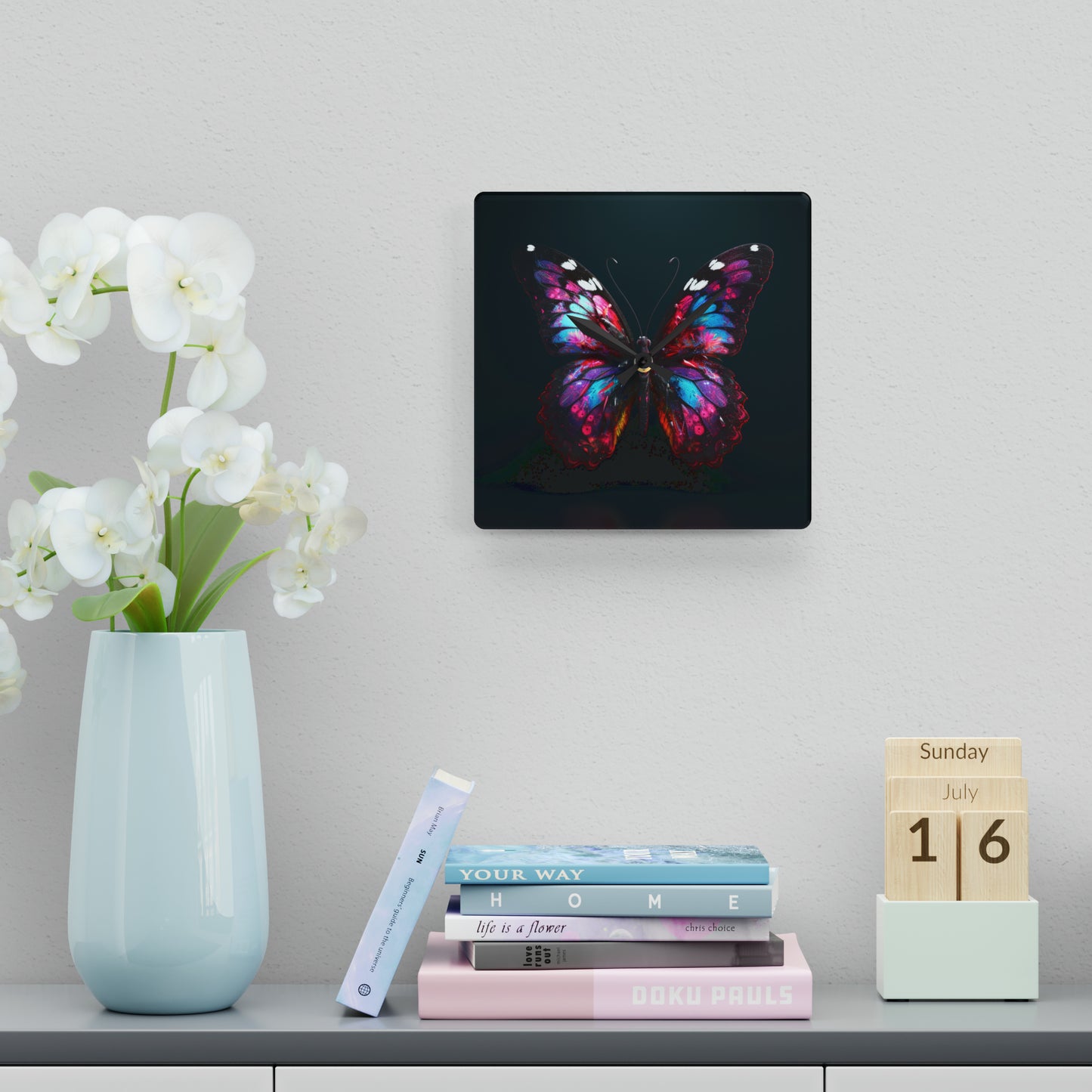 Acrylic Wall Clock Hyper Butterfly Real