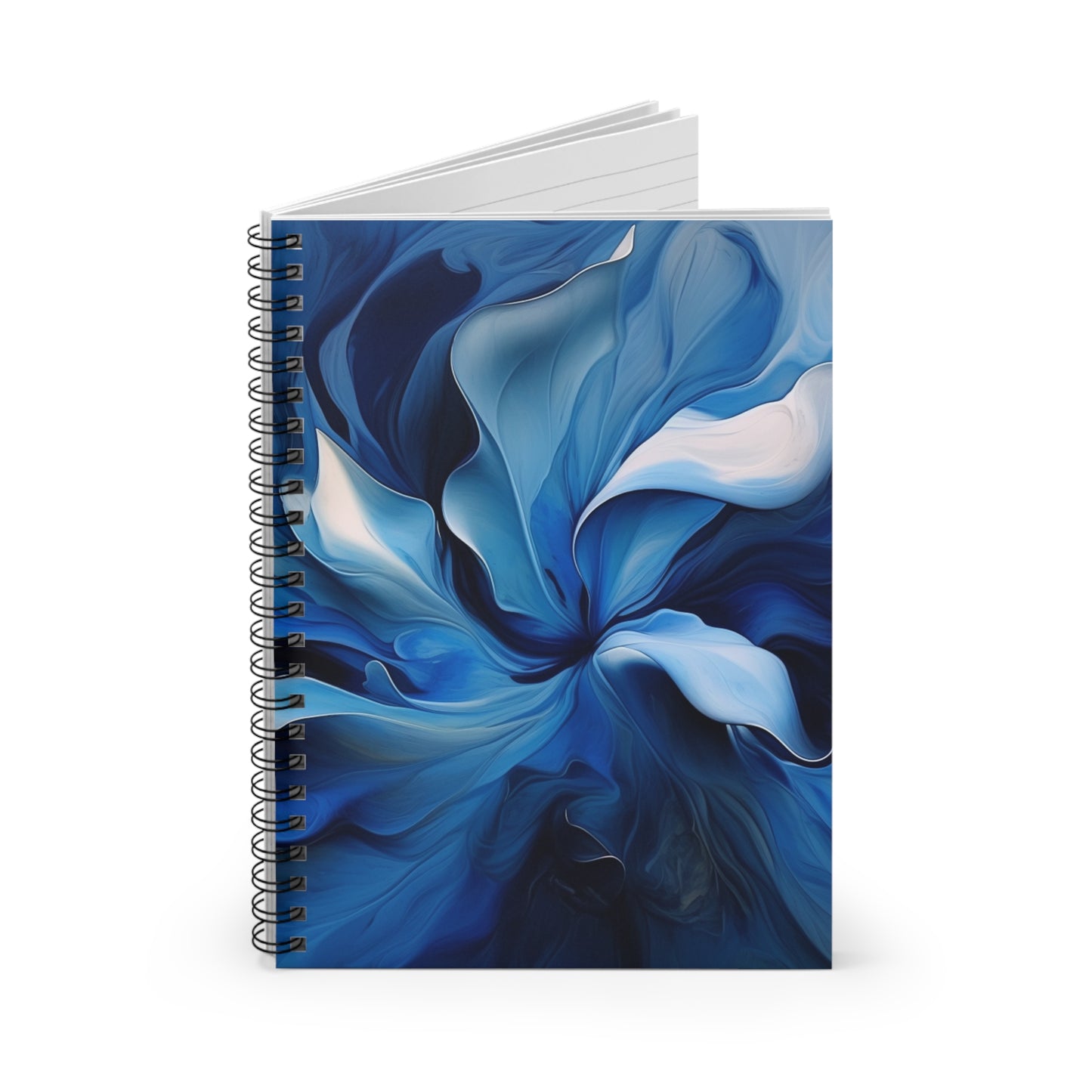 Spiral Notebook - Ruled Line Abstract Blue Tulip 4