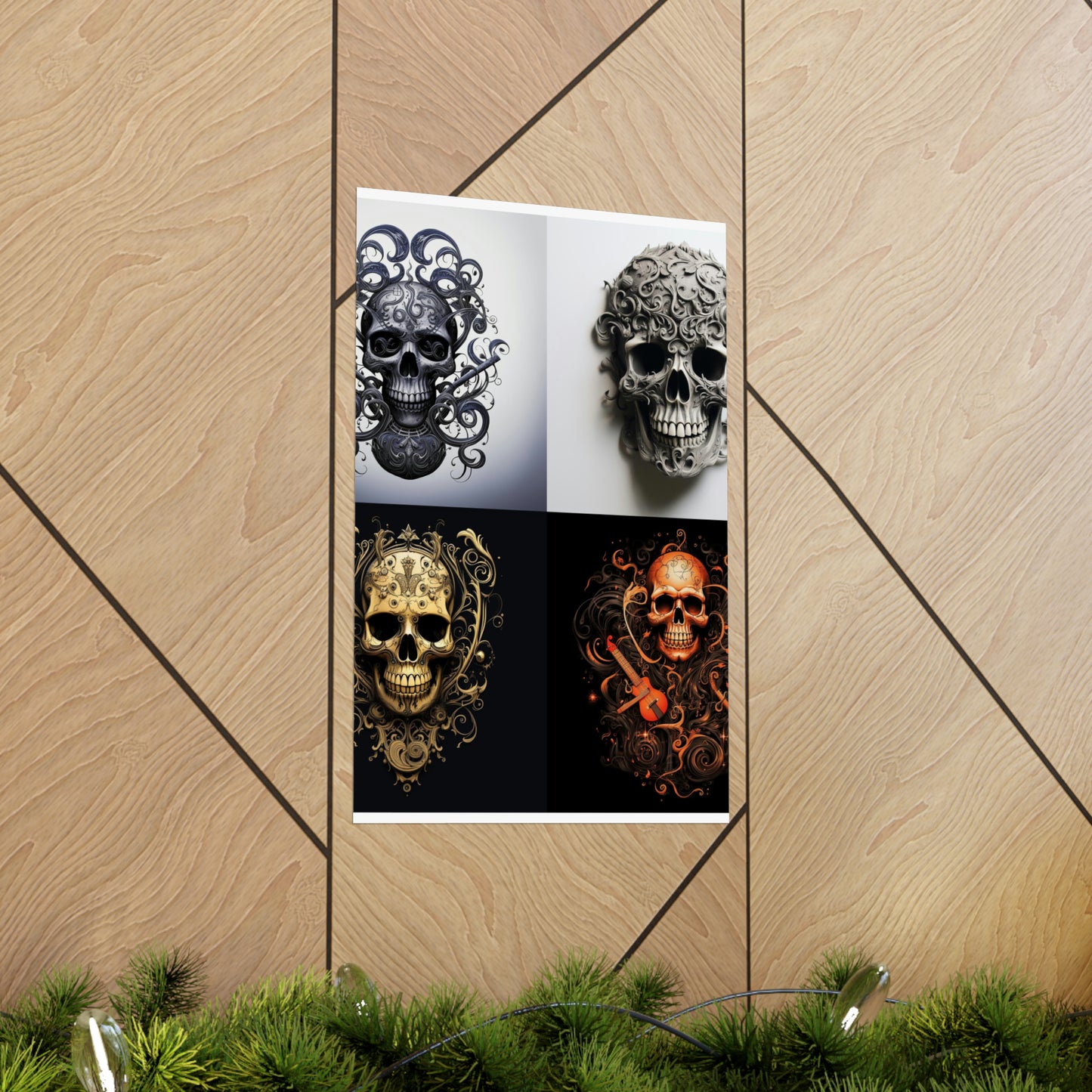 Premium Matte Vertical Posters Skull Treble Clef 5