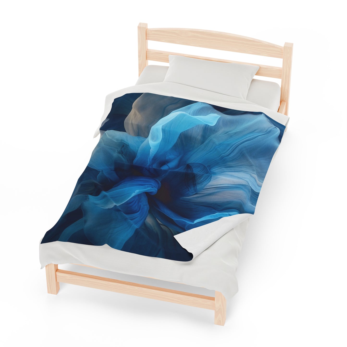 Velveteen Plush Blanket Blue Tluip Abstract 2