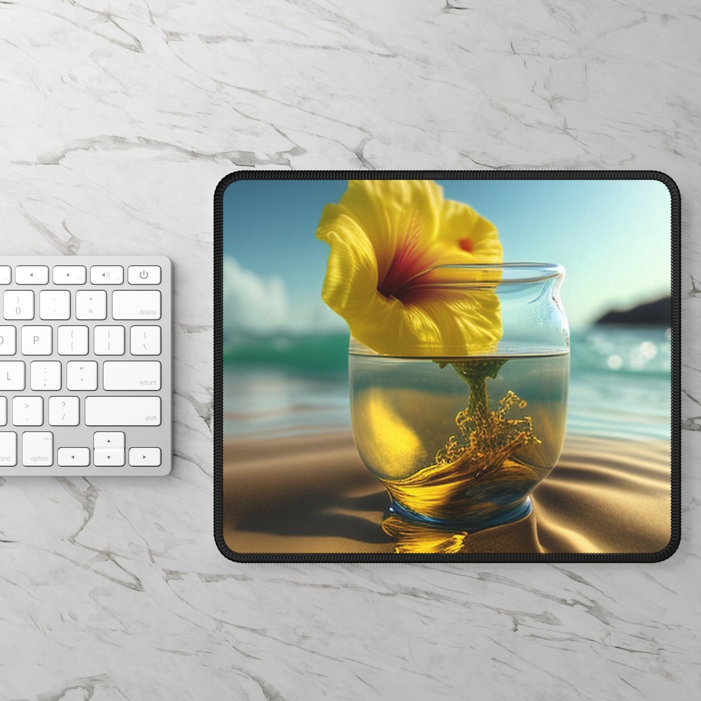 Gaming Mouse Pad  Yellow Hibiscus glass 1