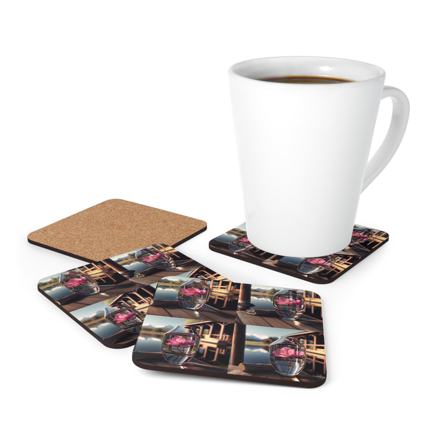 Corkwood Coaster Set Pink Magnolia 5